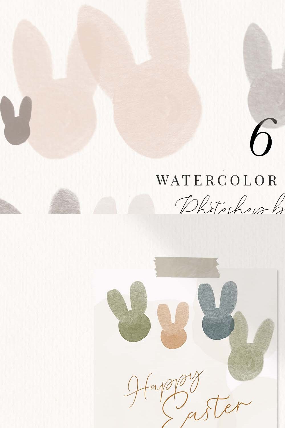 Watercolor Bunny Brushes pinterest preview image.