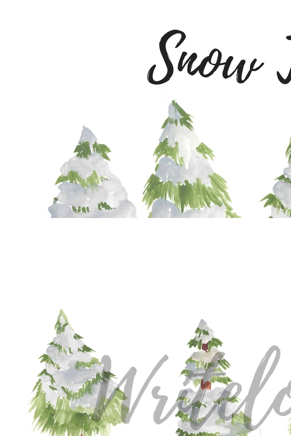 Watercolor Christmas Snow Trees pinterest preview image.
