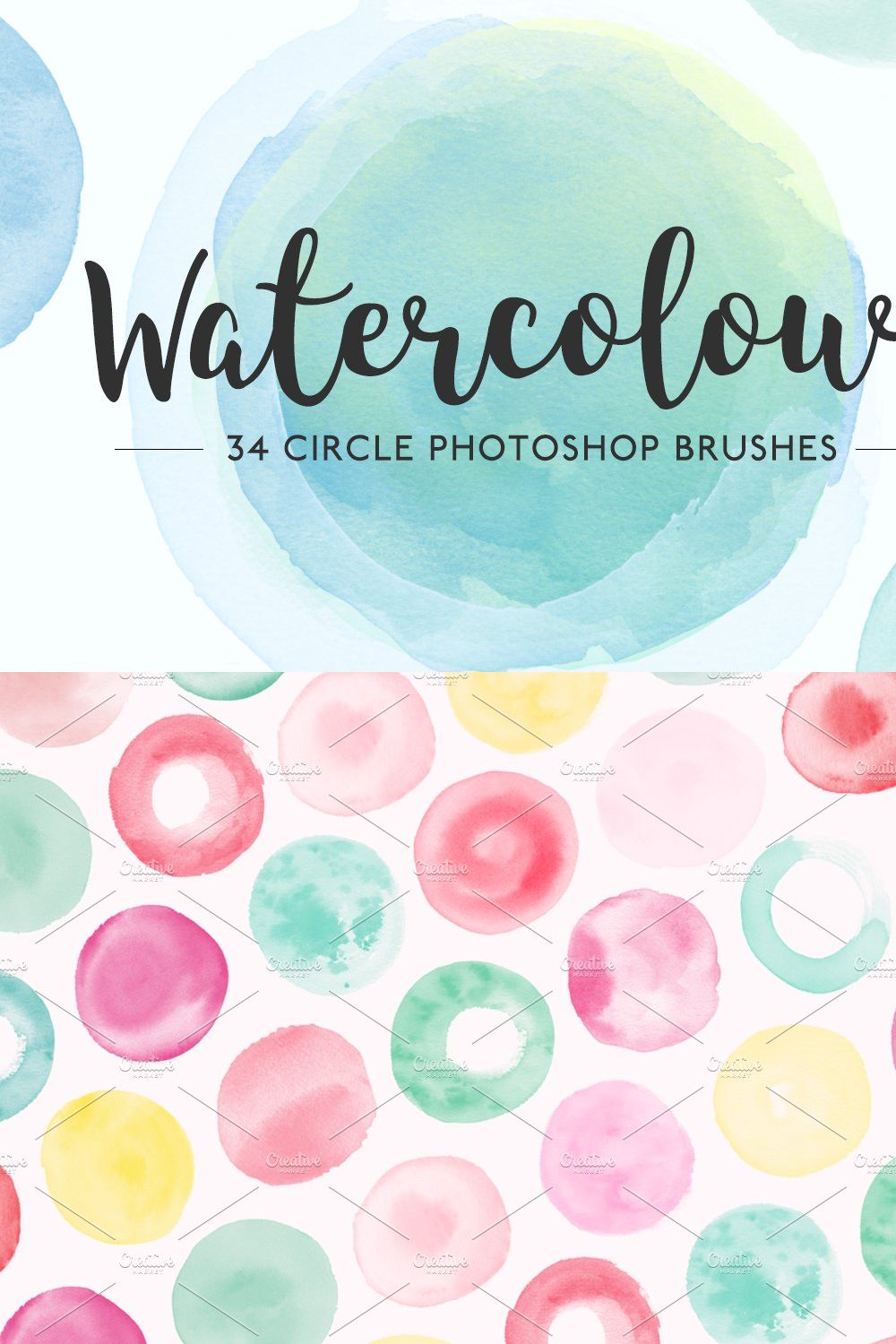 Watercolor Circle Photoshop Brushes pinterest preview image.