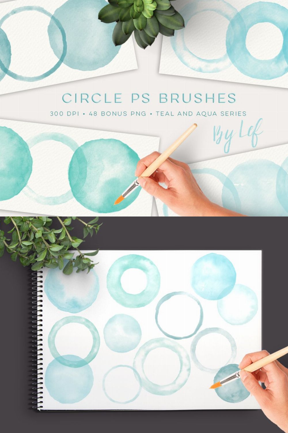 Watercolor Circles Photoshop Brushes pinterest preview image.