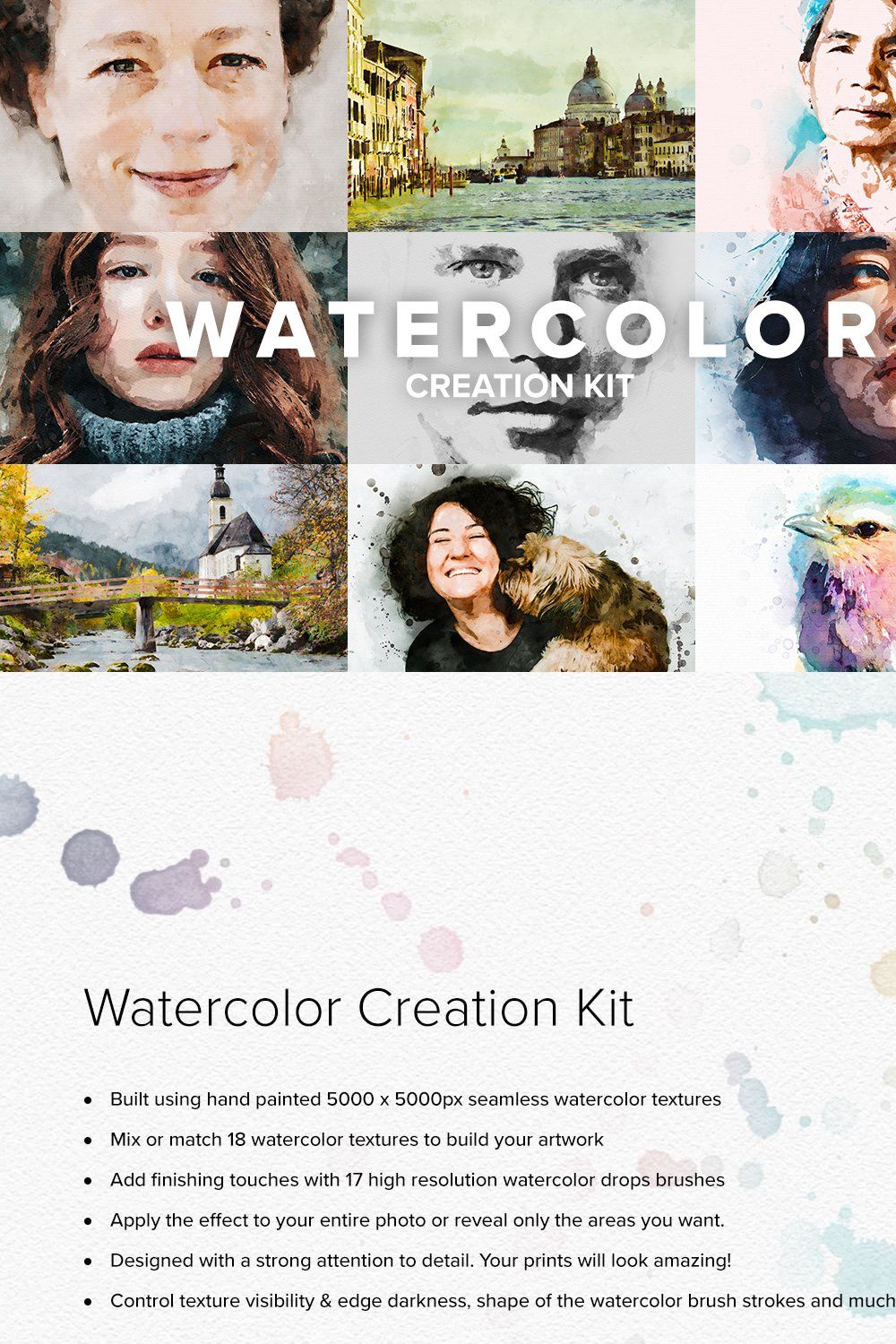 Watercolor Creation Kit pinterest preview image.