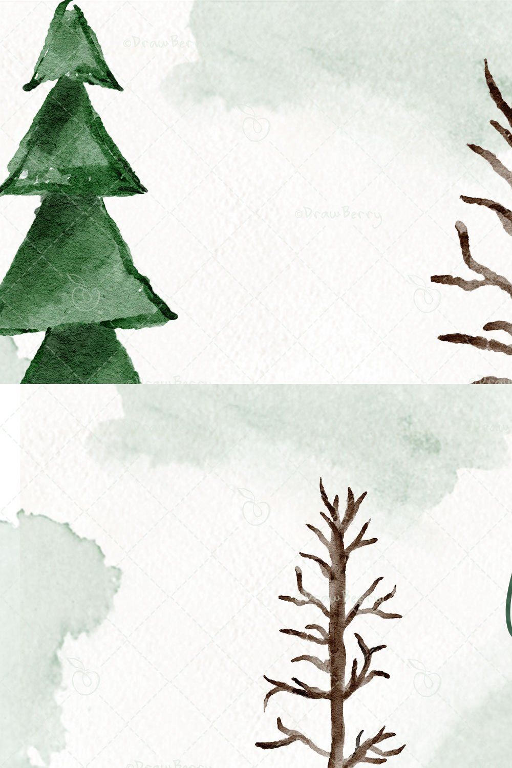 Watercolor Forest Tree Clipart CP111 pinterest preview image.