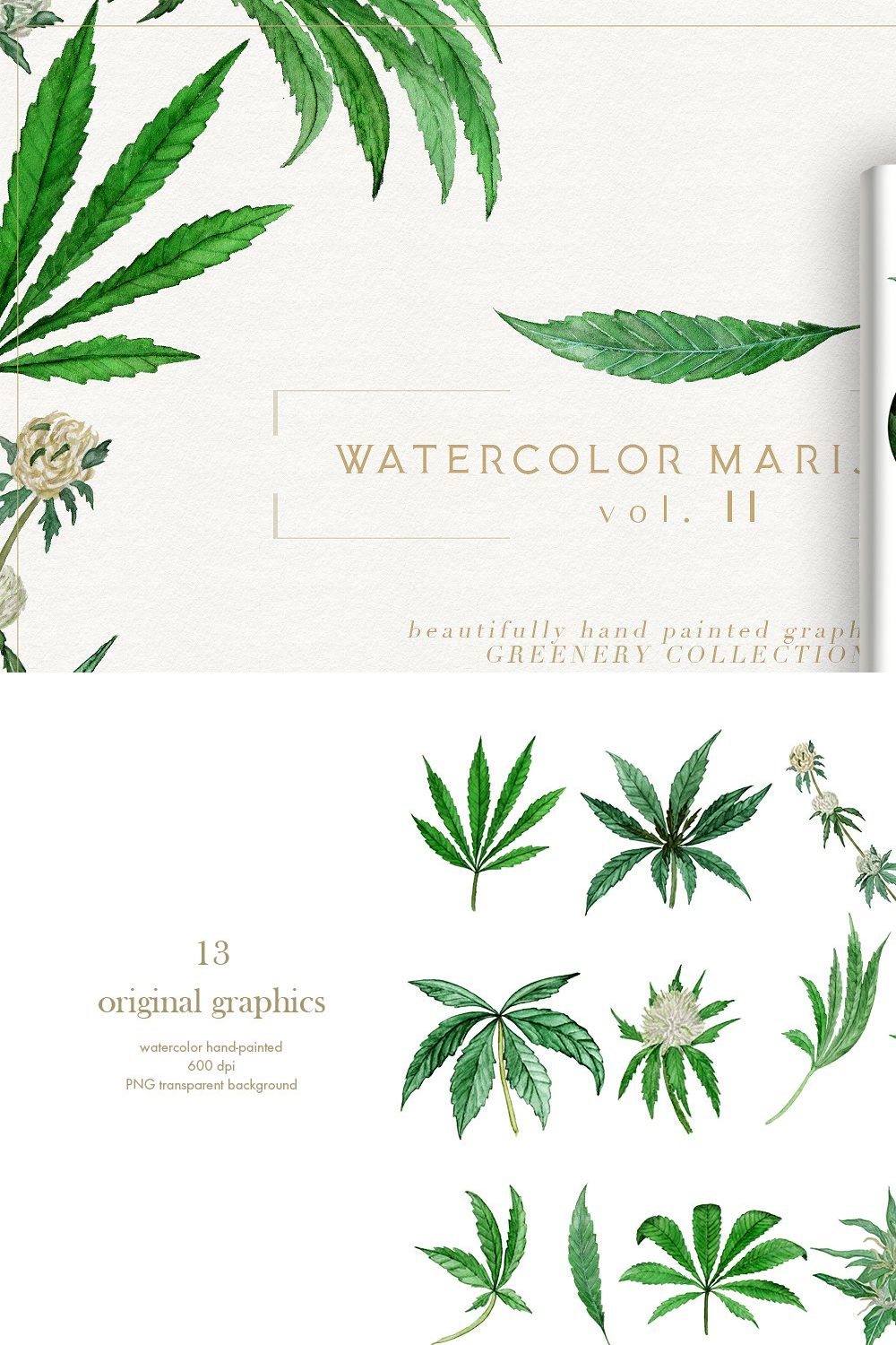 Watercolor Marijuana Vol.II pinterest preview image.