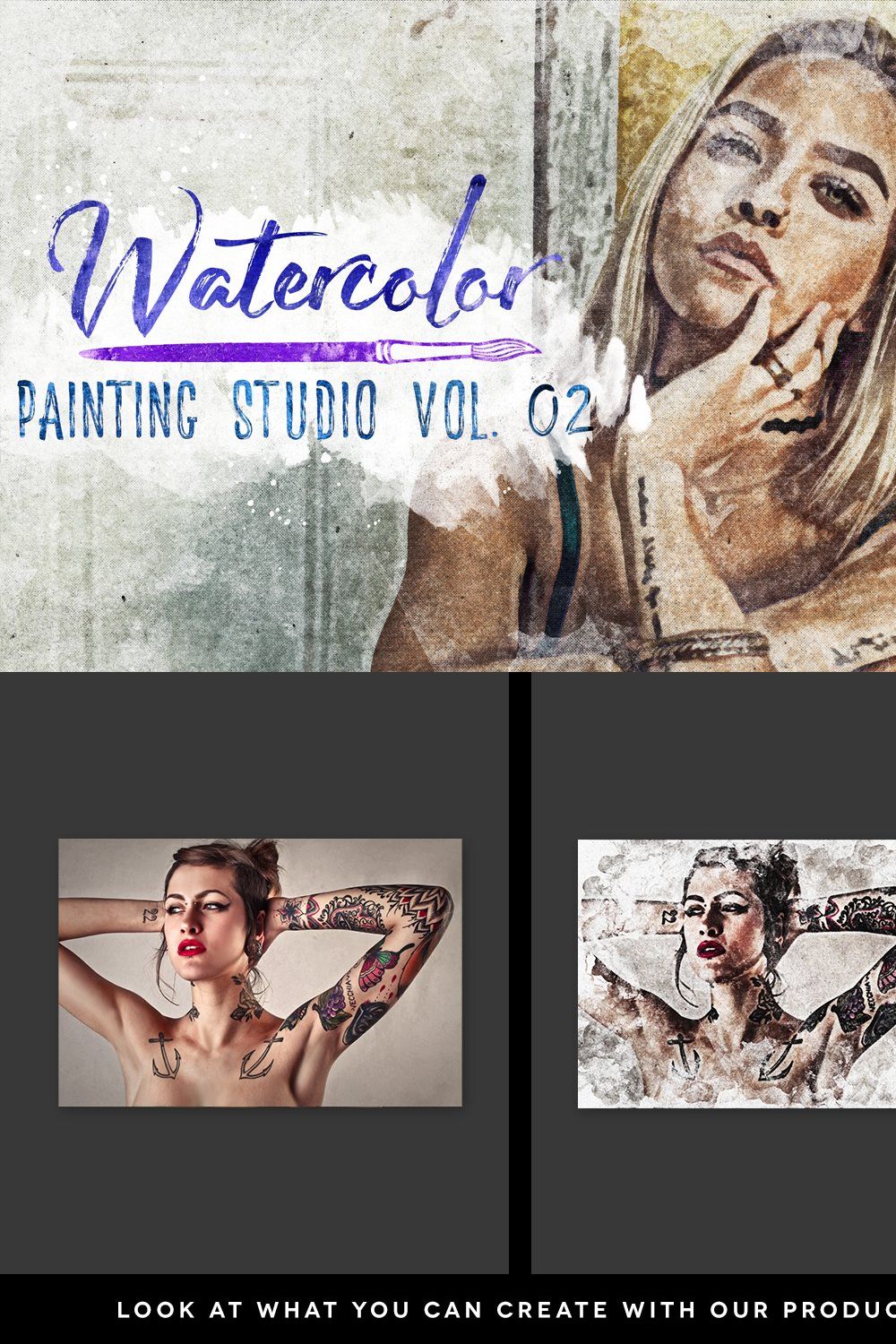 Watercolor Painting Studio Vol. 02 pinterest preview image.