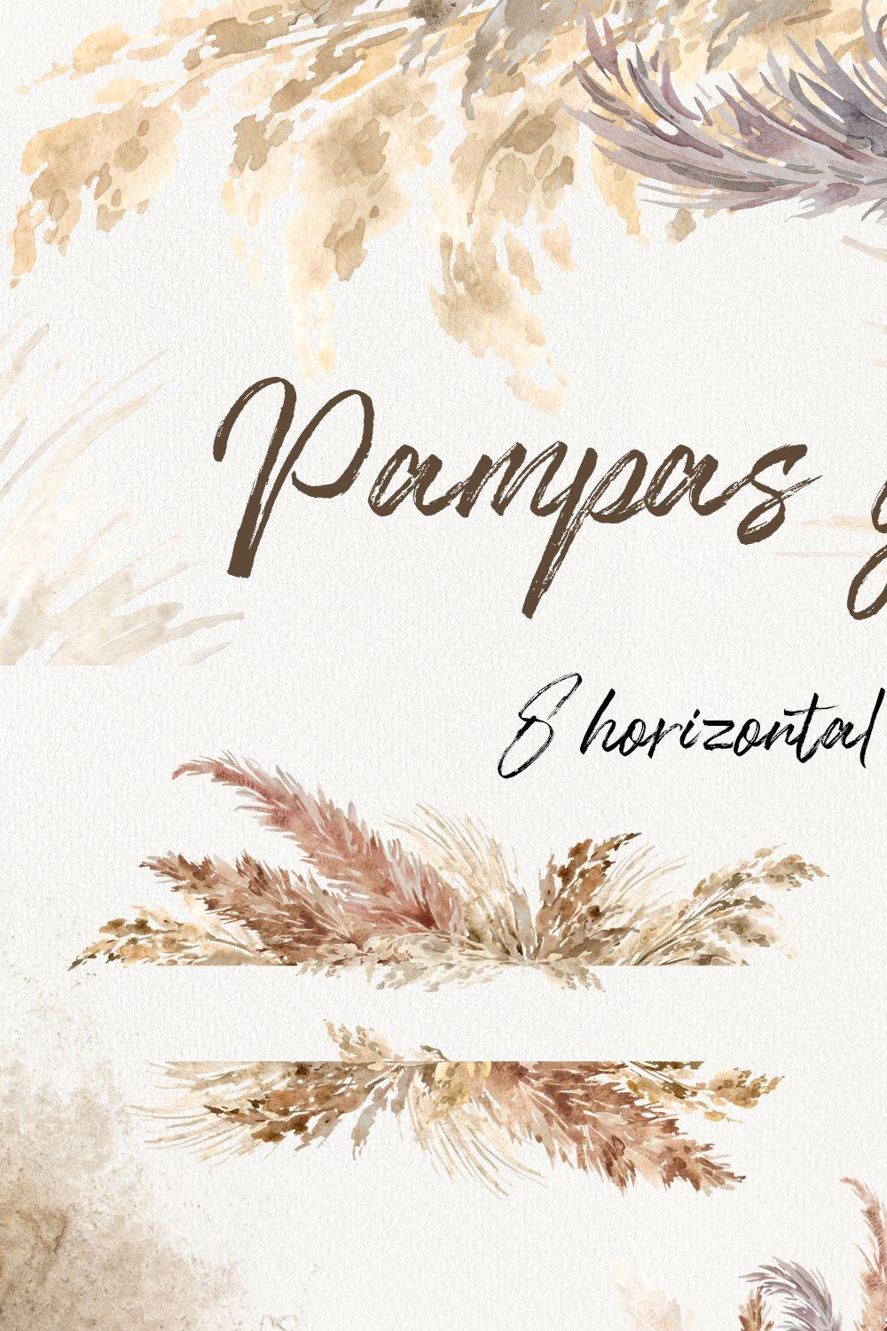 Watercolor pampas grass collection pinterest preview image.