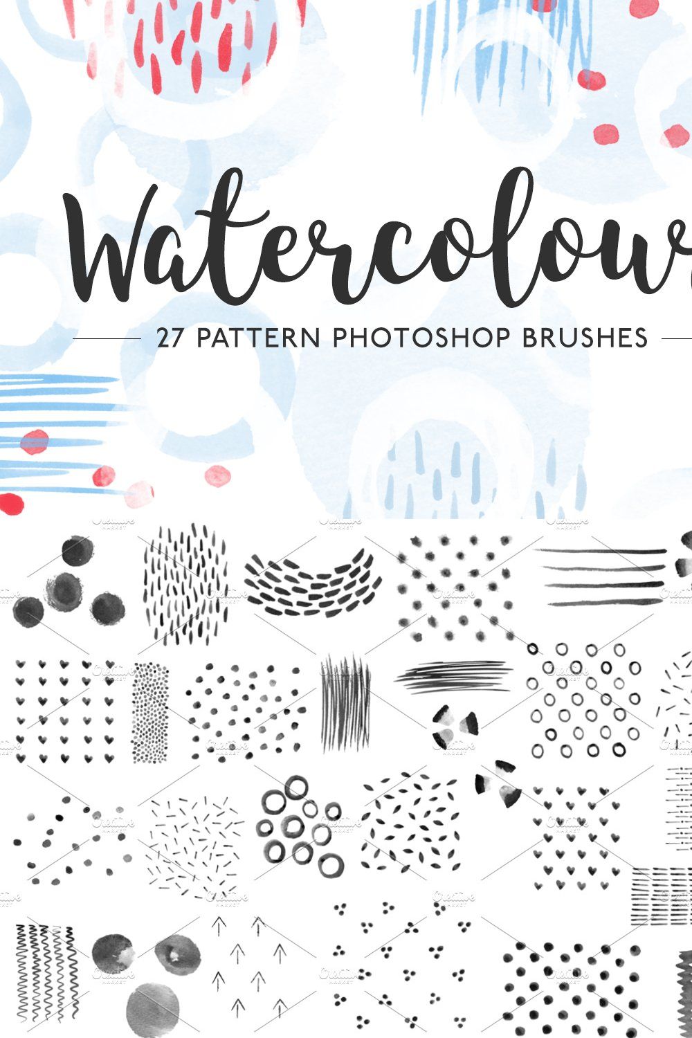 Watercolor pattern Photoshop brushes pinterest preview image.