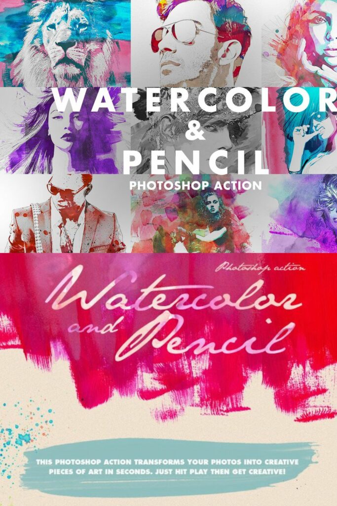 Watercolor & Pencil Photoshop Action – MasterBundles