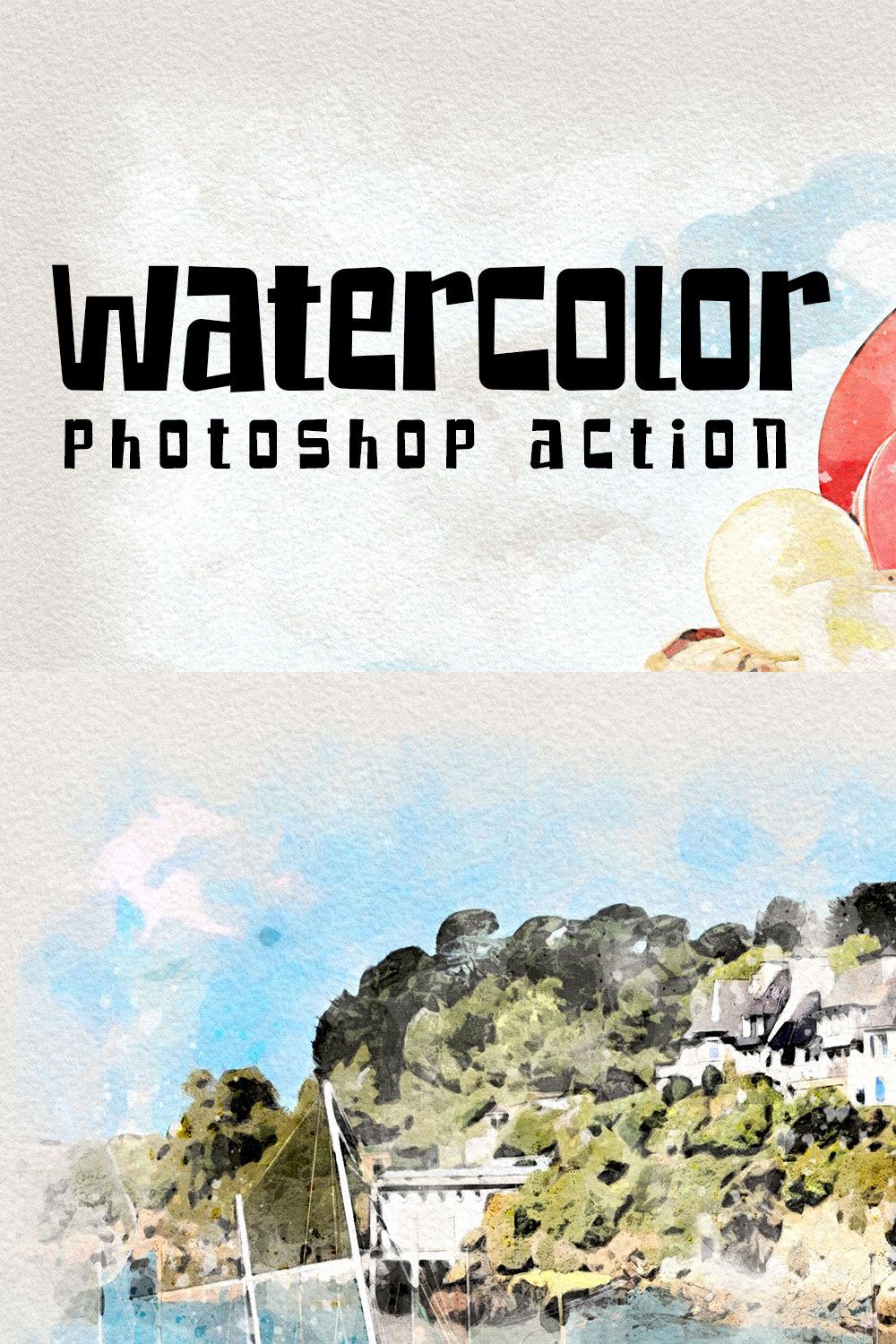 Watercolor - Photoshop Action pinterest preview image.