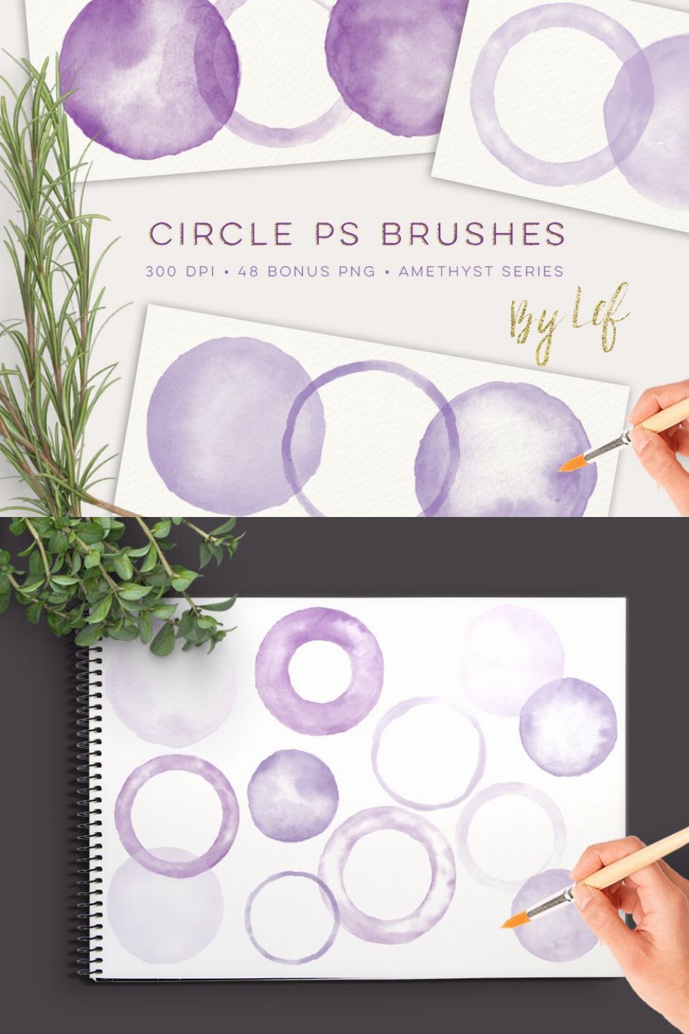 Watercolor Photoshop Brushes Circles pinterest preview image.