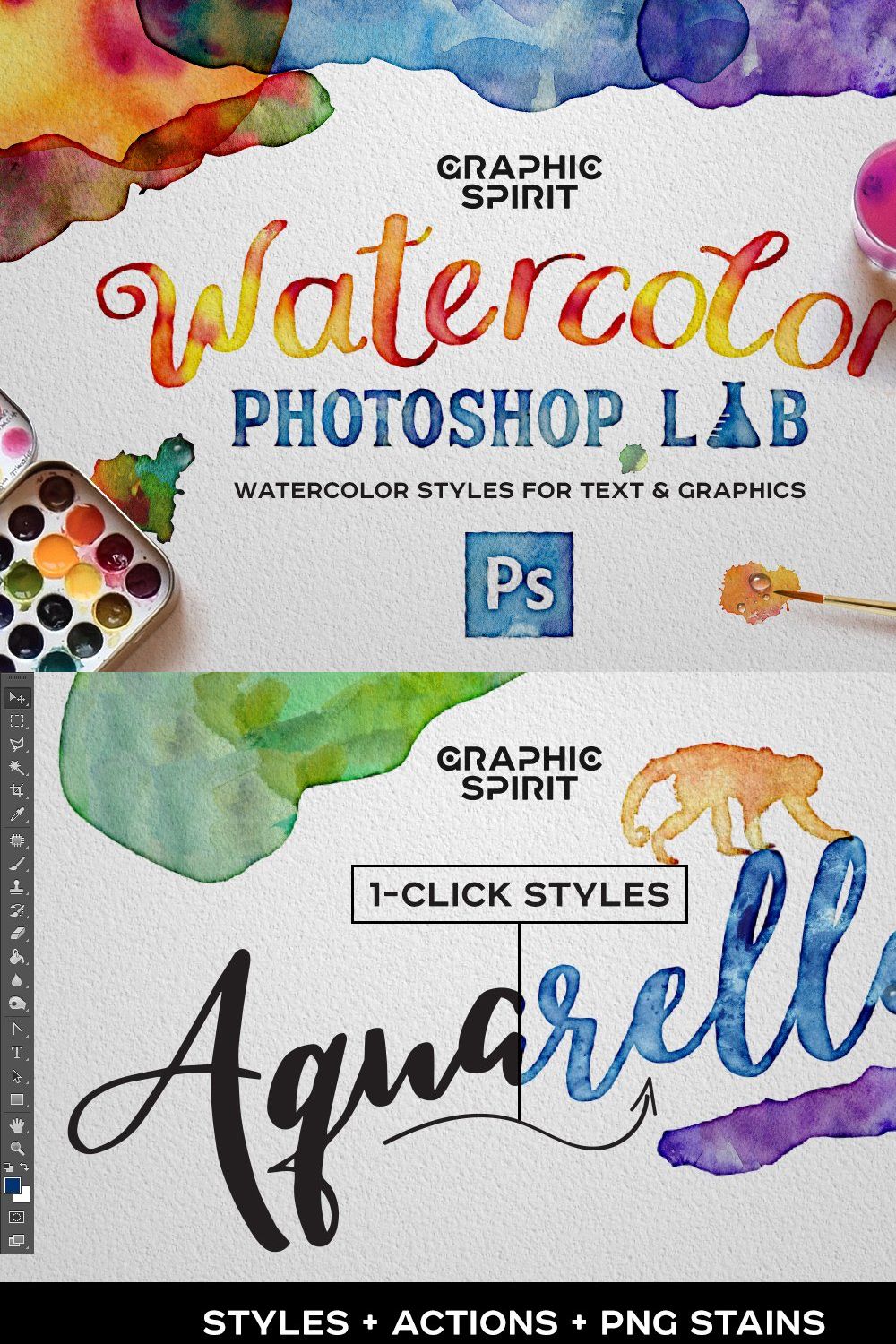 Watercolor PHOTOSHOP Lab pinterest preview image.