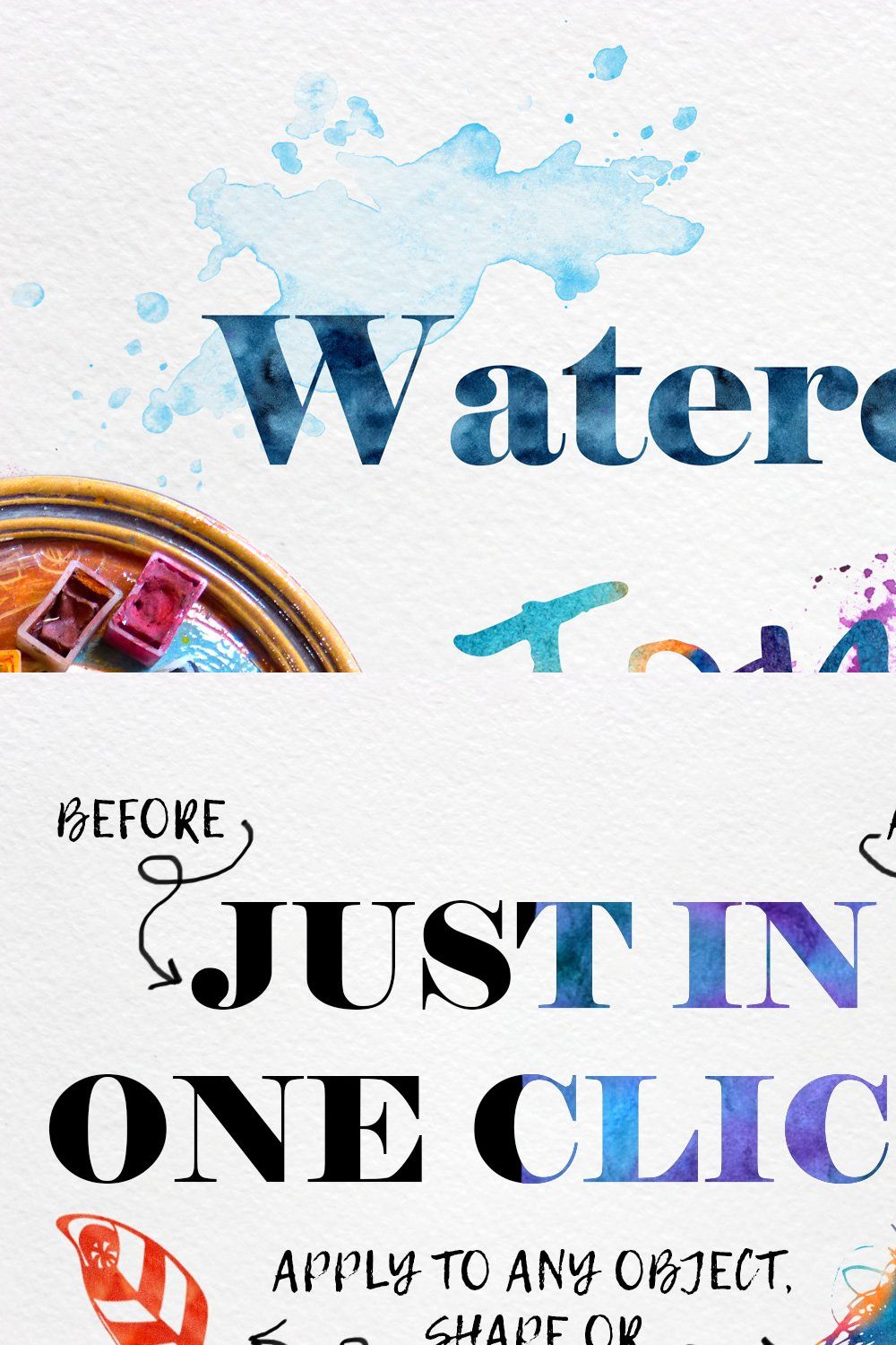 Watercolor Photoshop Layer Styles pinterest preview image.