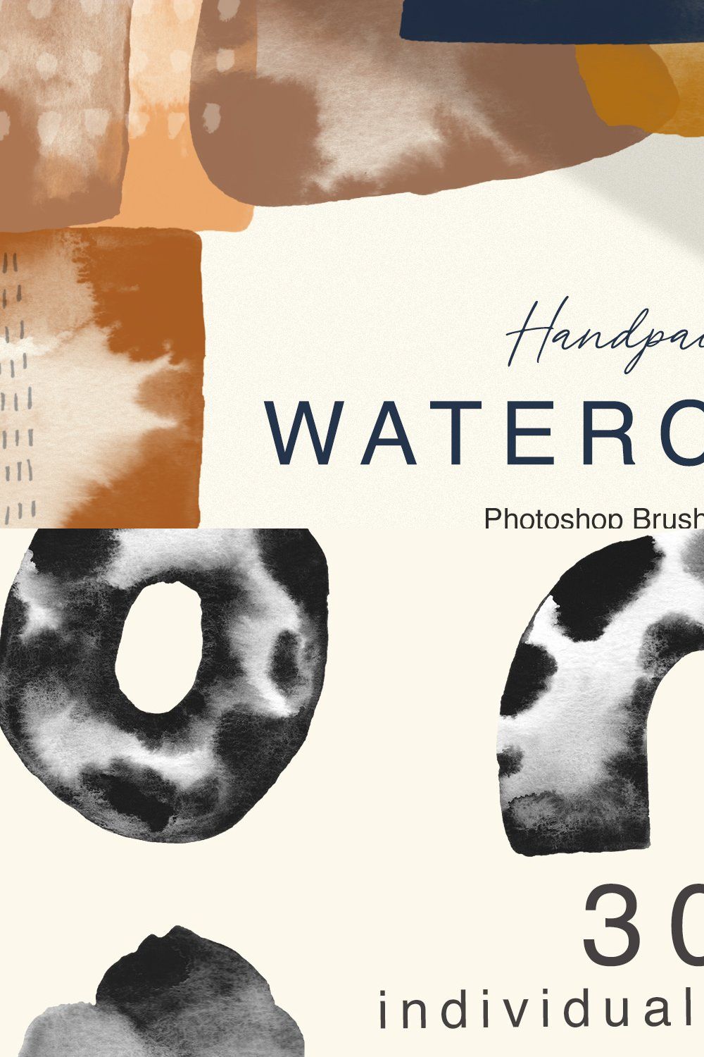 Watercolor Photoshop Shape Stamps pinterest preview image.