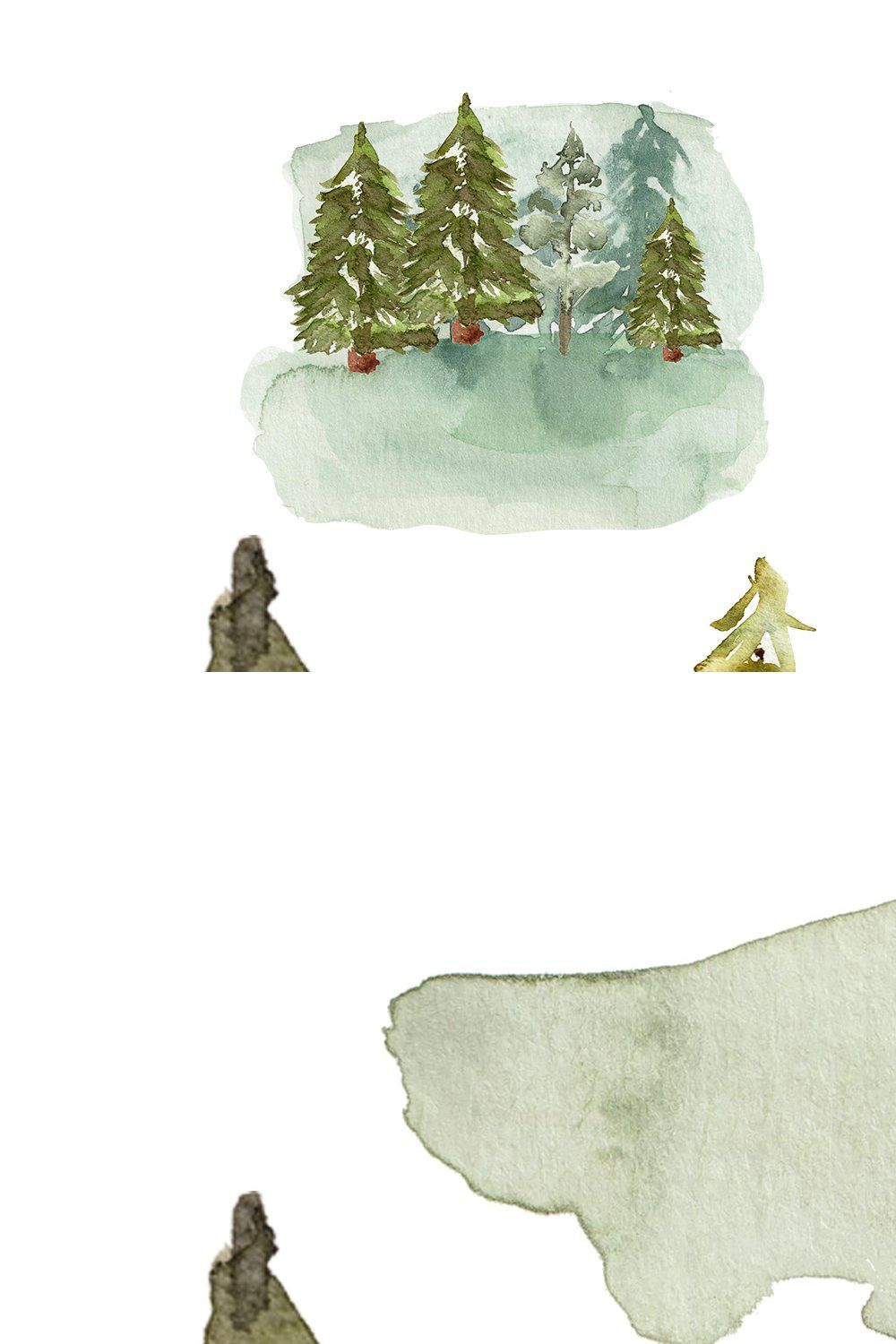 Watercolor Pine Tree Clipart pinterest preview image.
