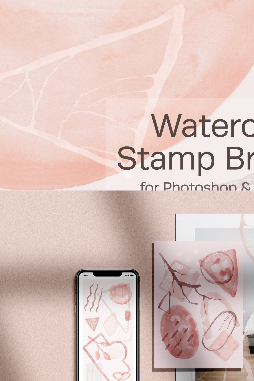Watercolor Procreate Stamp Brushes pinterest preview image.