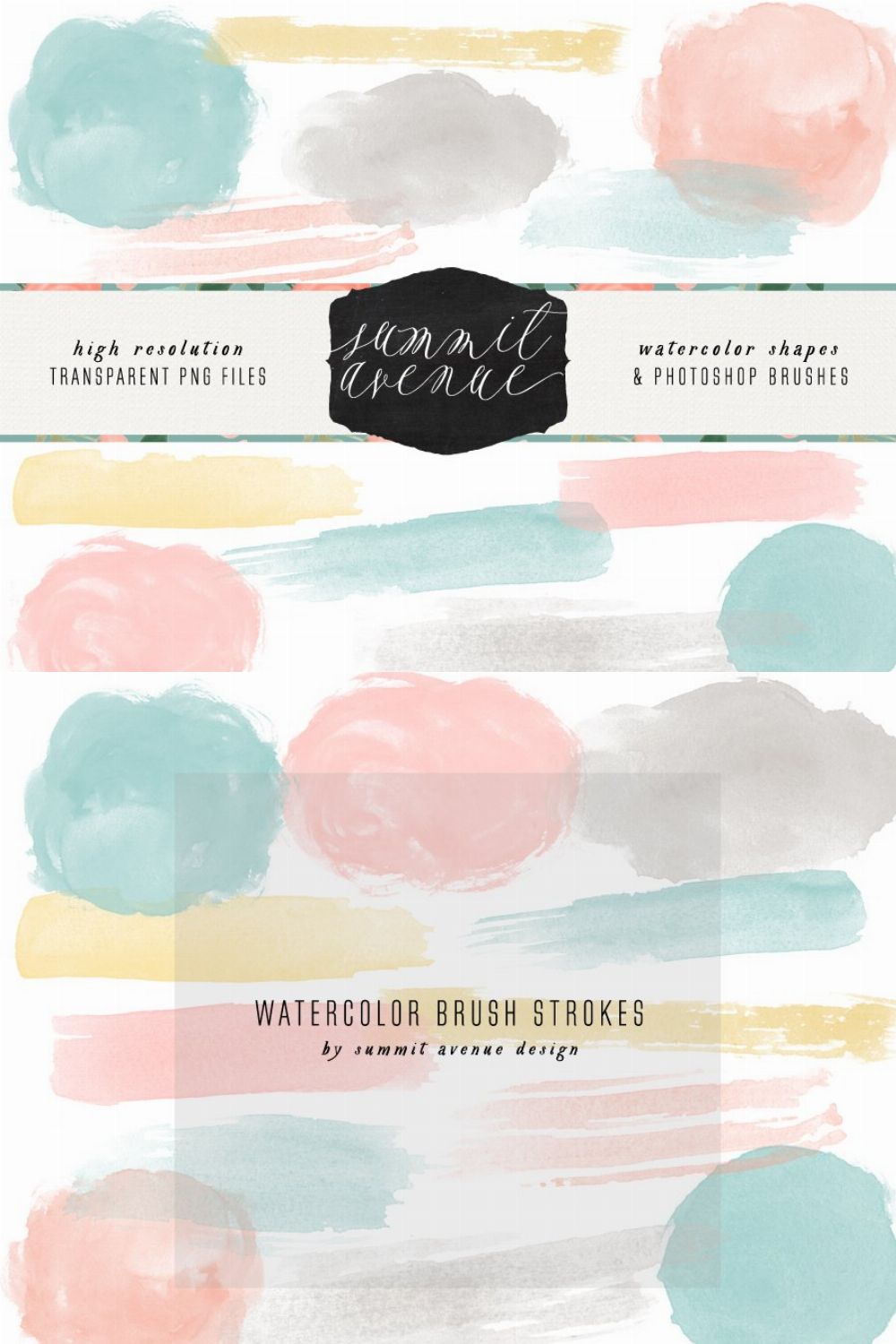 Watercolor Shape Brushes pinterest preview image.