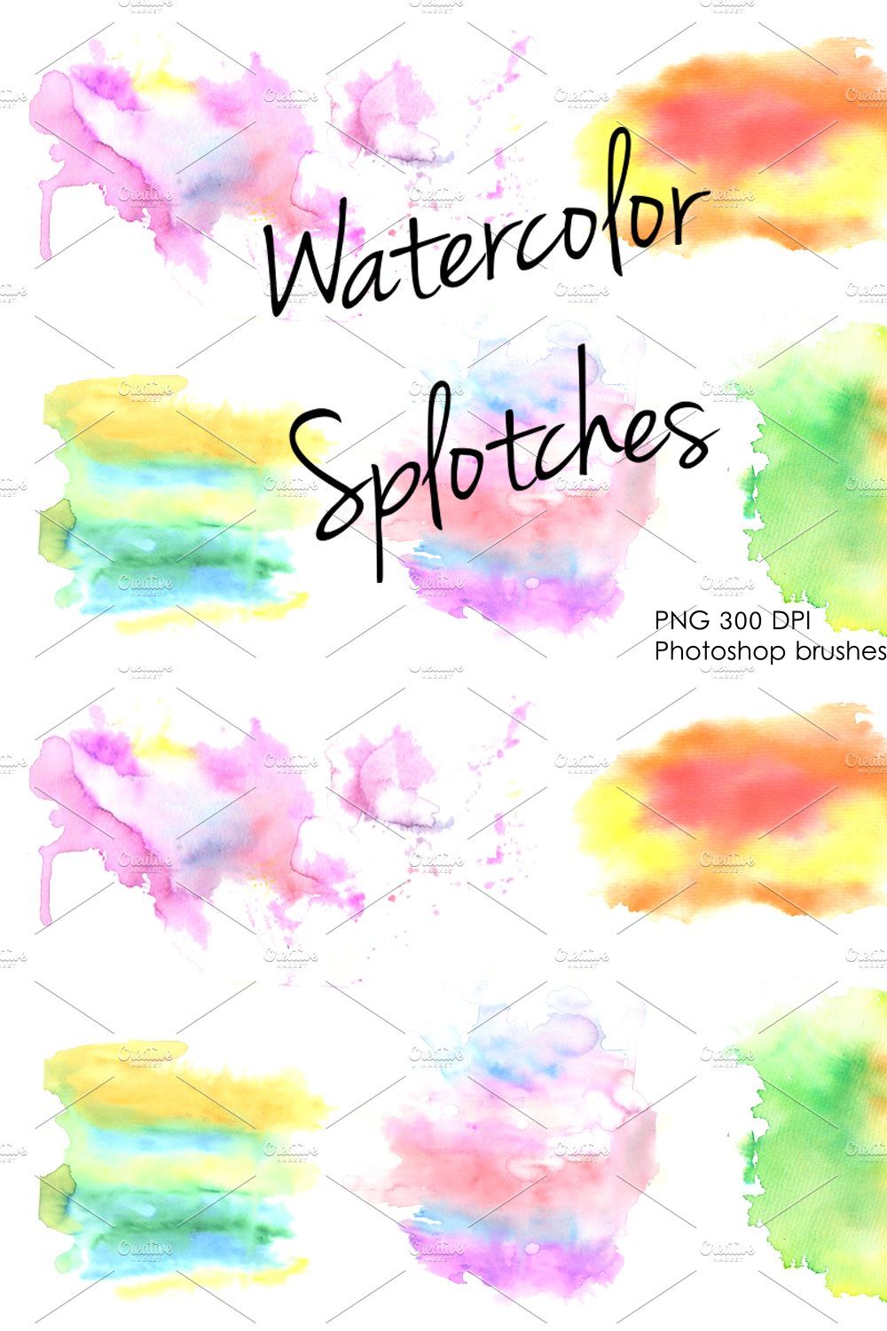 Watercolor splotches clipart set. pinterest preview image.