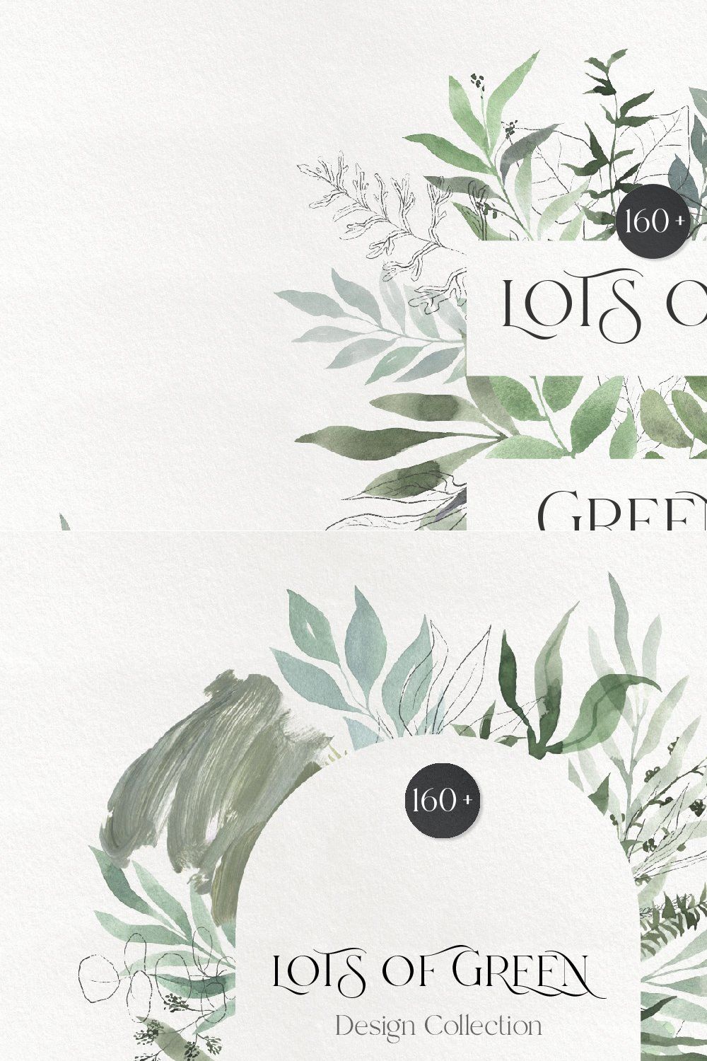 Watercolor Spring Greenery Pack pinterest preview image.