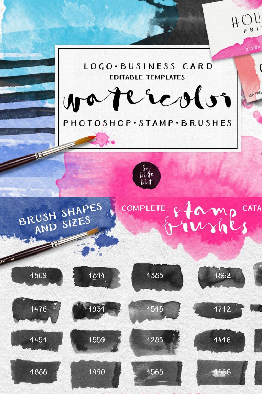 Watercolor Stamp Brushes pinterest preview image.