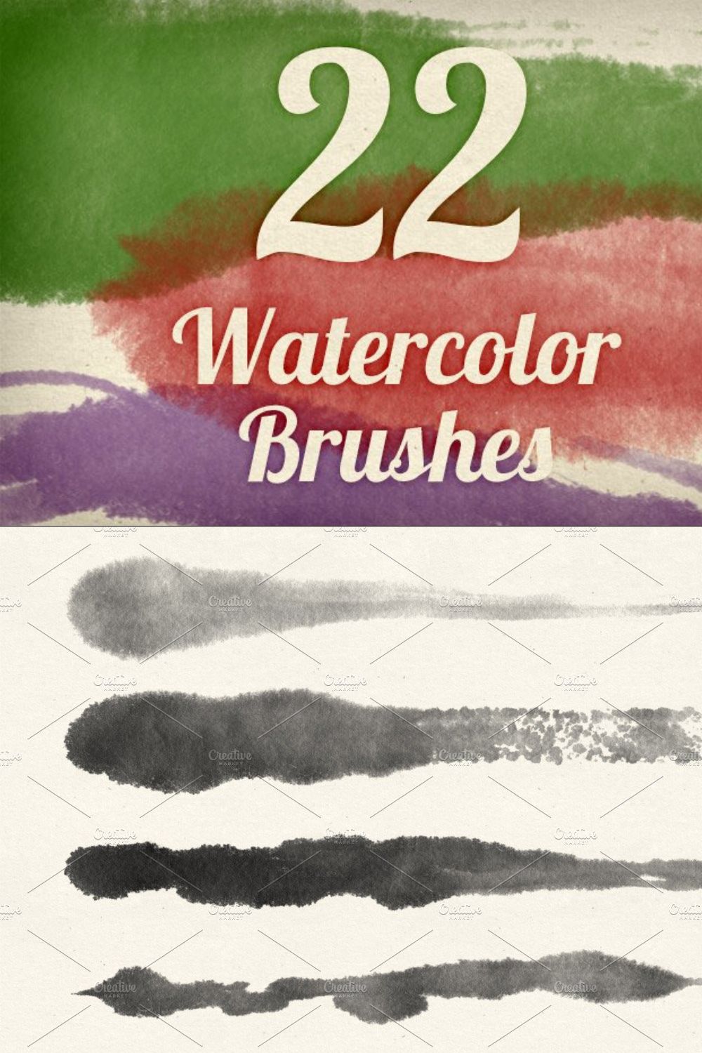 Watercolor Strokes Brush Pack 2 pinterest preview image.