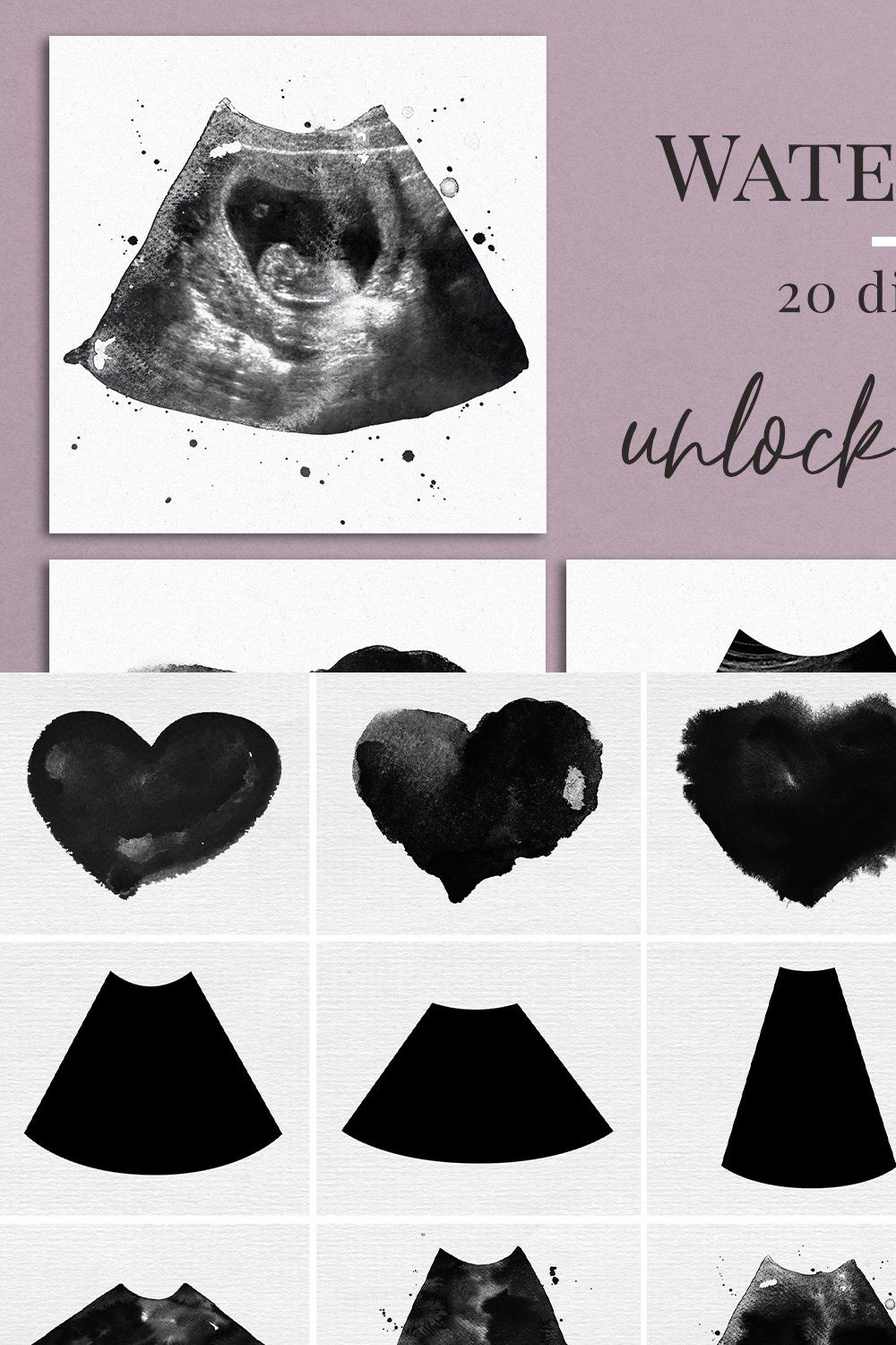 Watercolor ultrasound photomasks pinterest preview image.