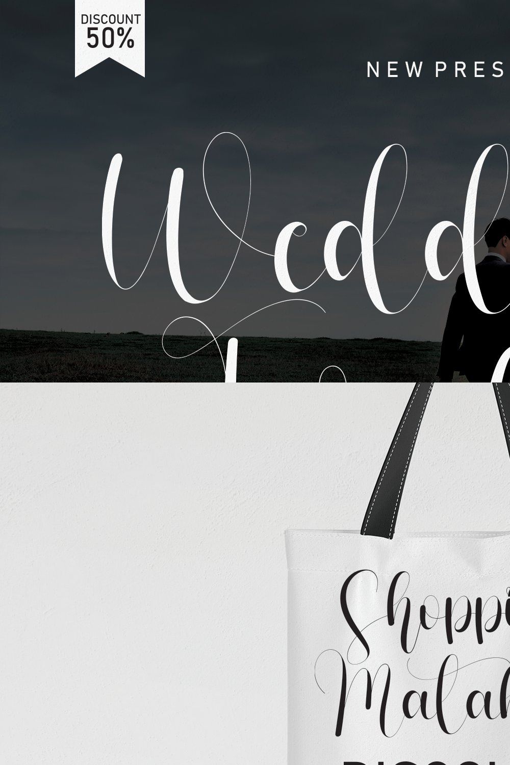 Wedding In Farmhouse font pinterest preview image.