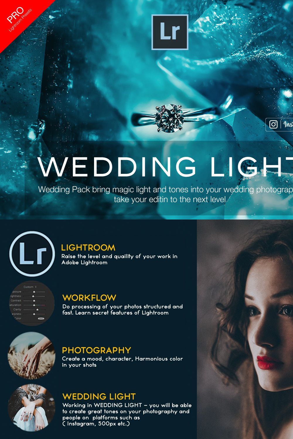 Wedding Lightroom Presets pinterest preview image.