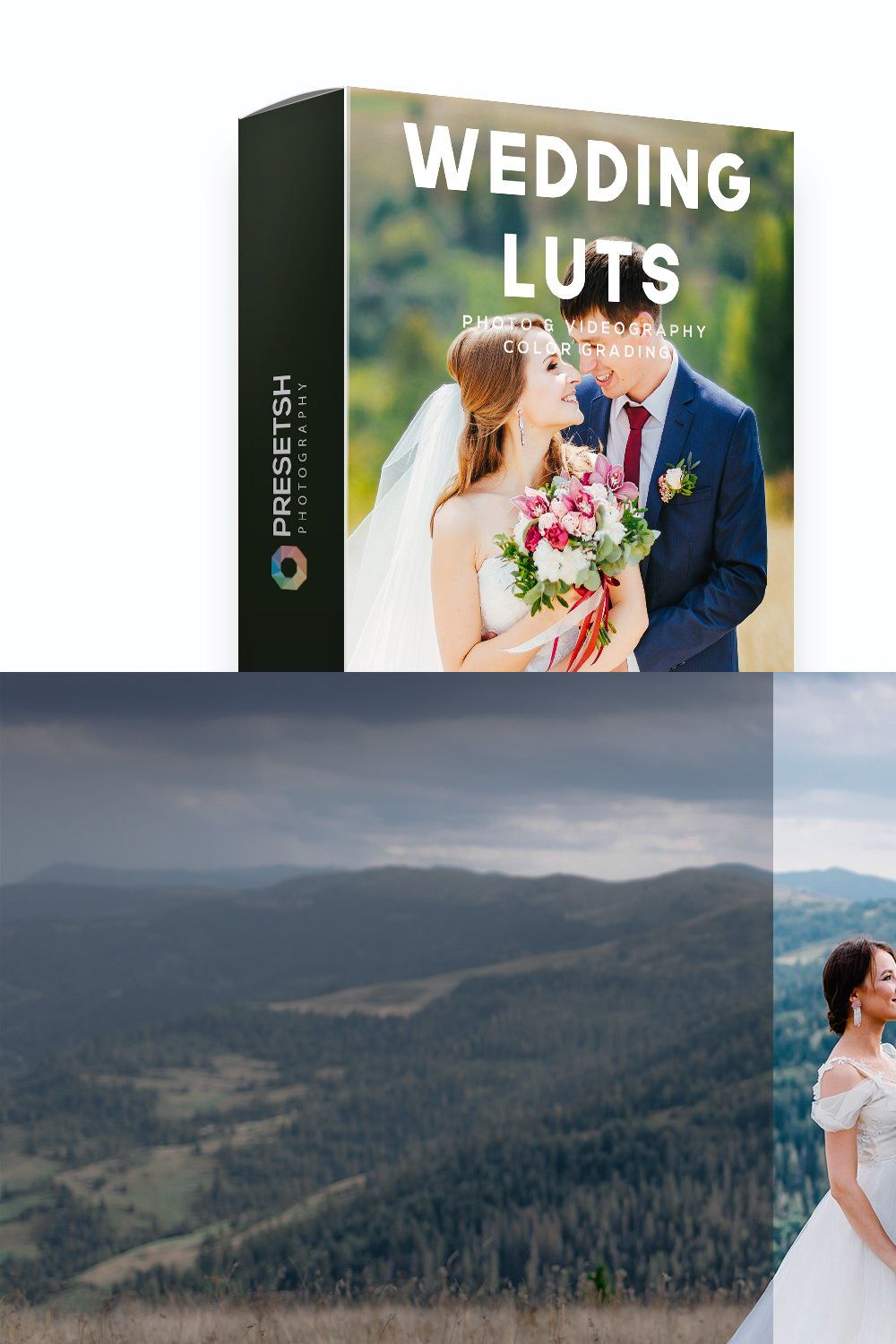 Wedding LUTs for Color Grading pinterest preview image.
