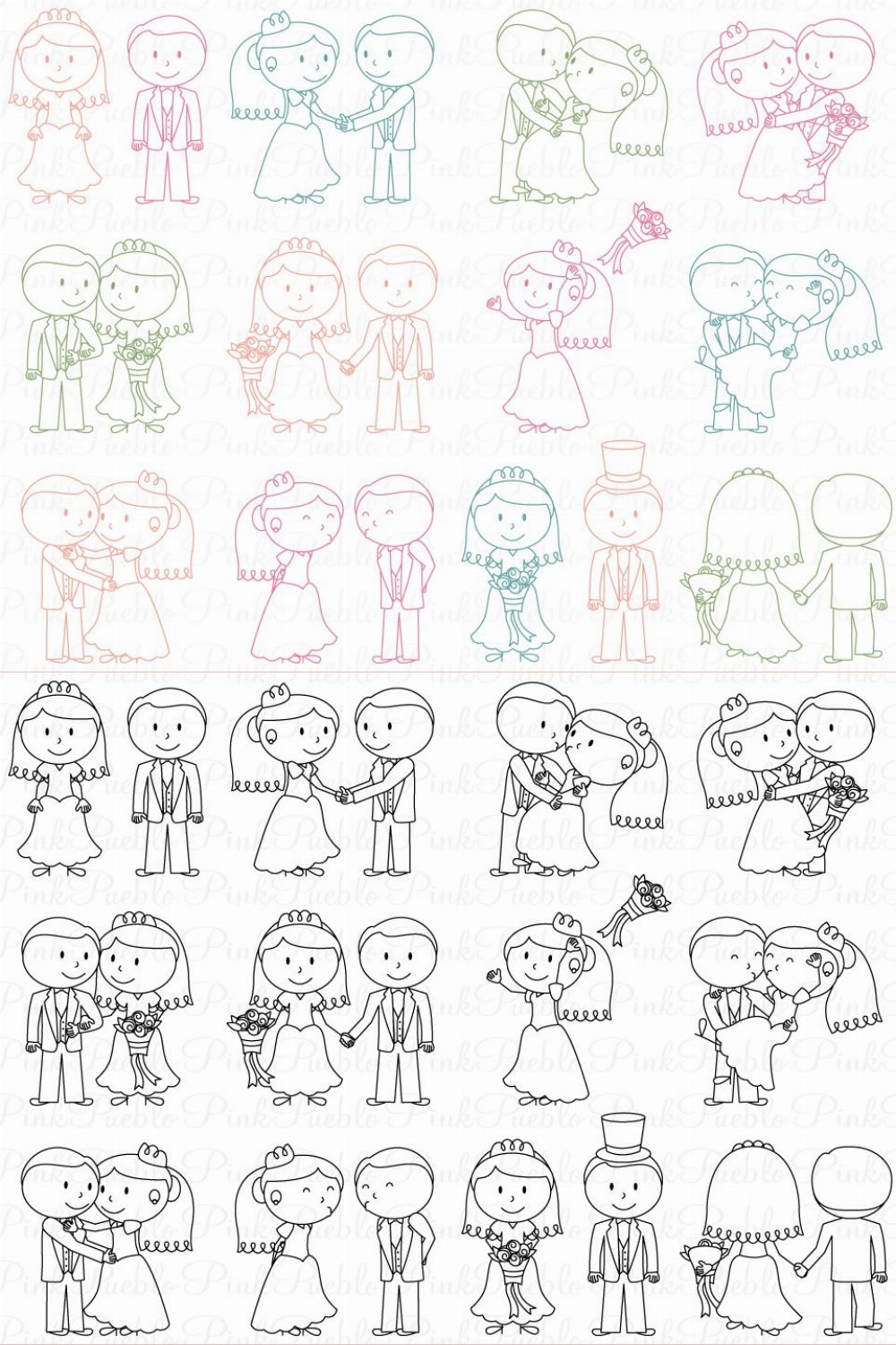 Wedding Stick Figure PS Brushes pinterest preview image.