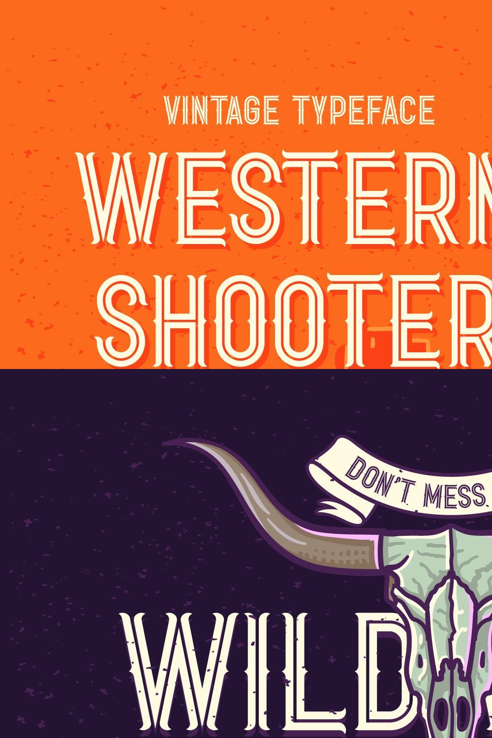 Western Shooter font with bonus pinterest preview image.