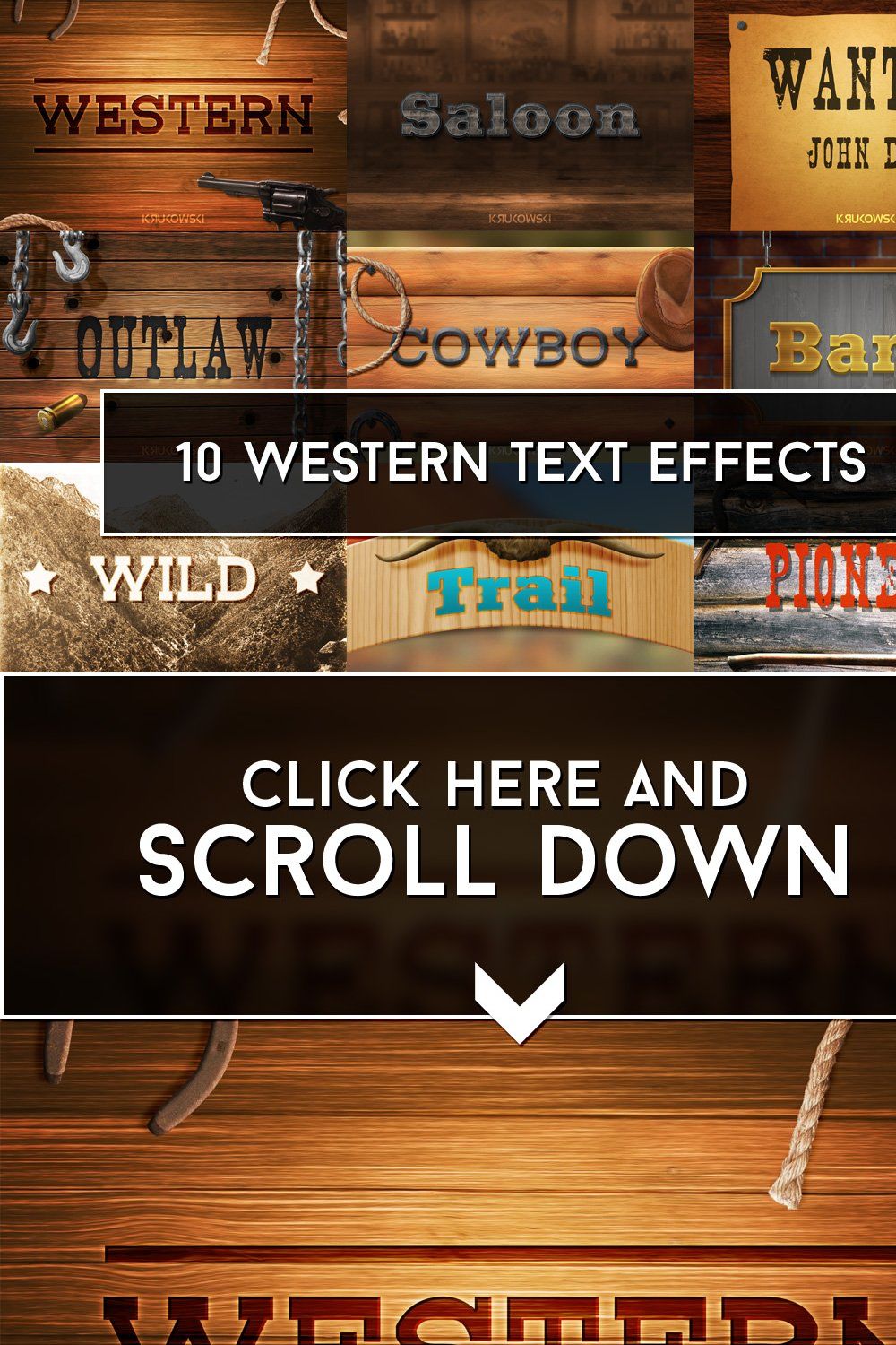 Western Text Effects pinterest preview image.