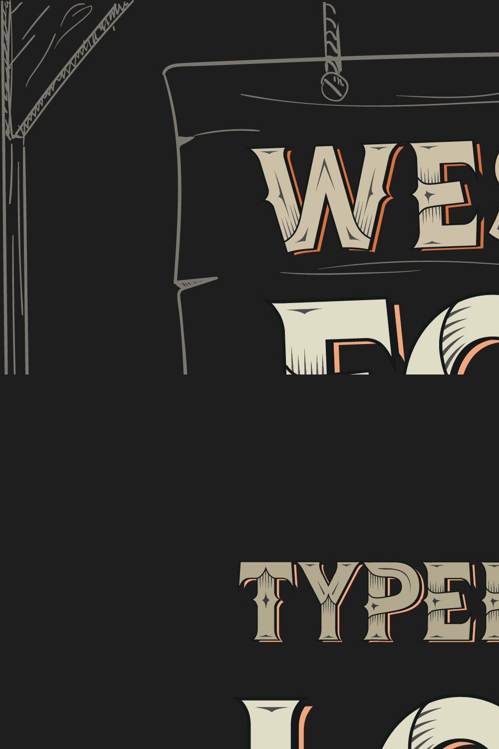 Western vintage font.Uppercase only pinterest preview image.