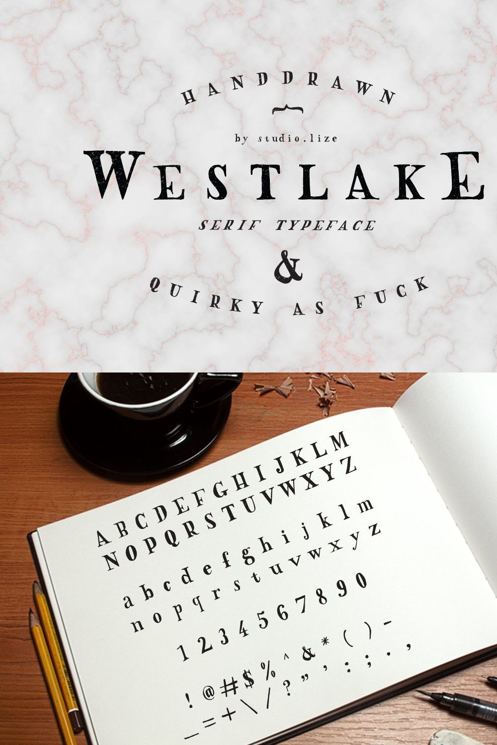 Westlake Hand Drawn Font pinterest preview image.