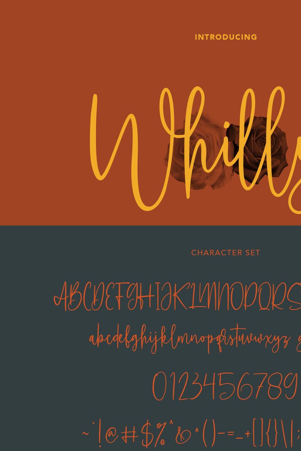 Whillys Script Font pinterest preview image.