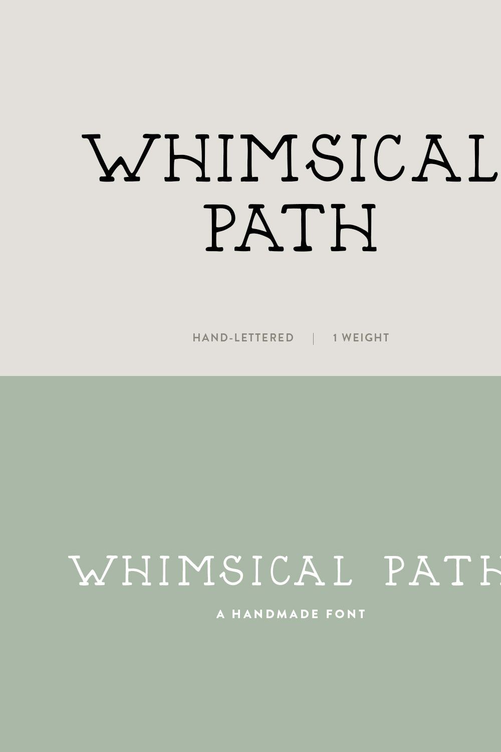 Whimsical Path / hand lettered font pinterest preview image.
