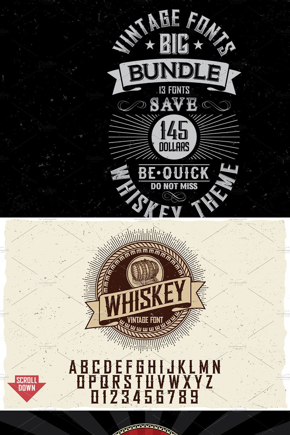 Whiskey Fonts BIG Bundle pinterest preview image.