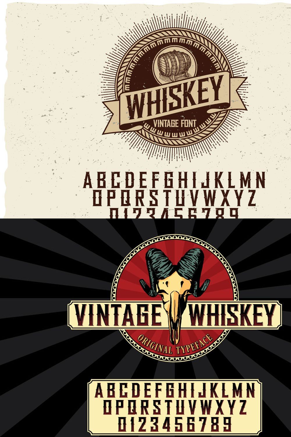Whiskey Label Font pinterest preview image.