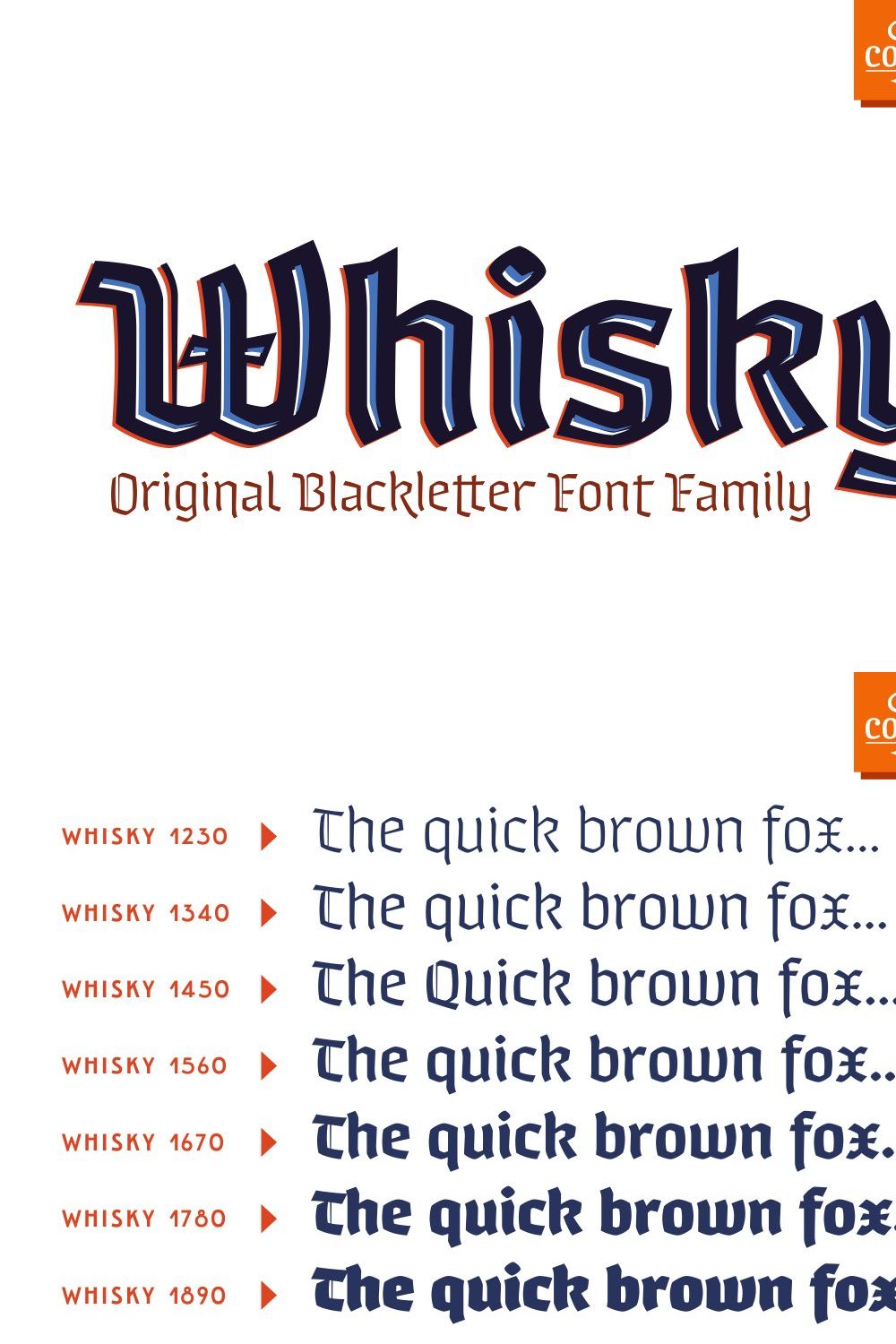 Whisky - A modern blackletter font pinterest preview image.