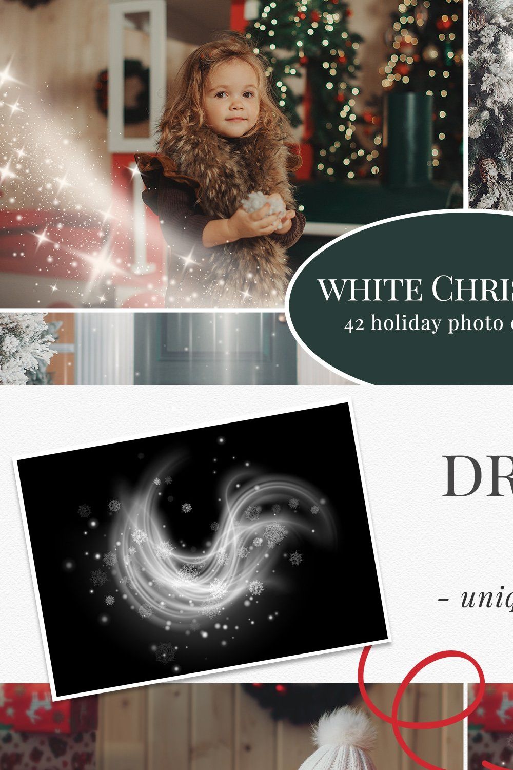 WHITE CHRISTMAS PHOTO OVERLAYS pinterest preview image.