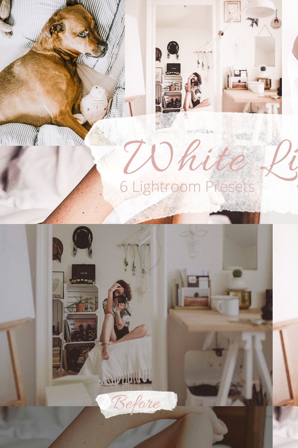 White Lifestyle Presets Lightroom Lr pinterest preview image.