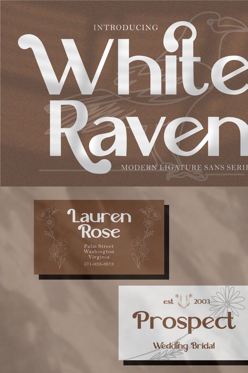 White Raven - Modern Ligature Sans S pinterest preview image.