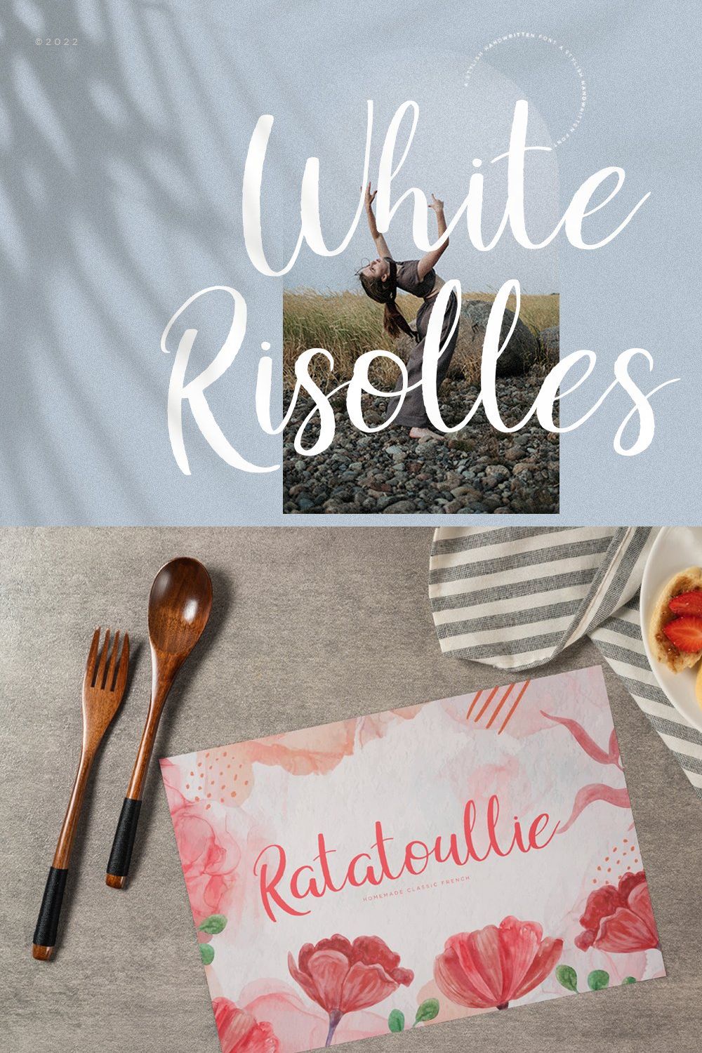 White Risolles | Handwritten Script pinterest preview image.