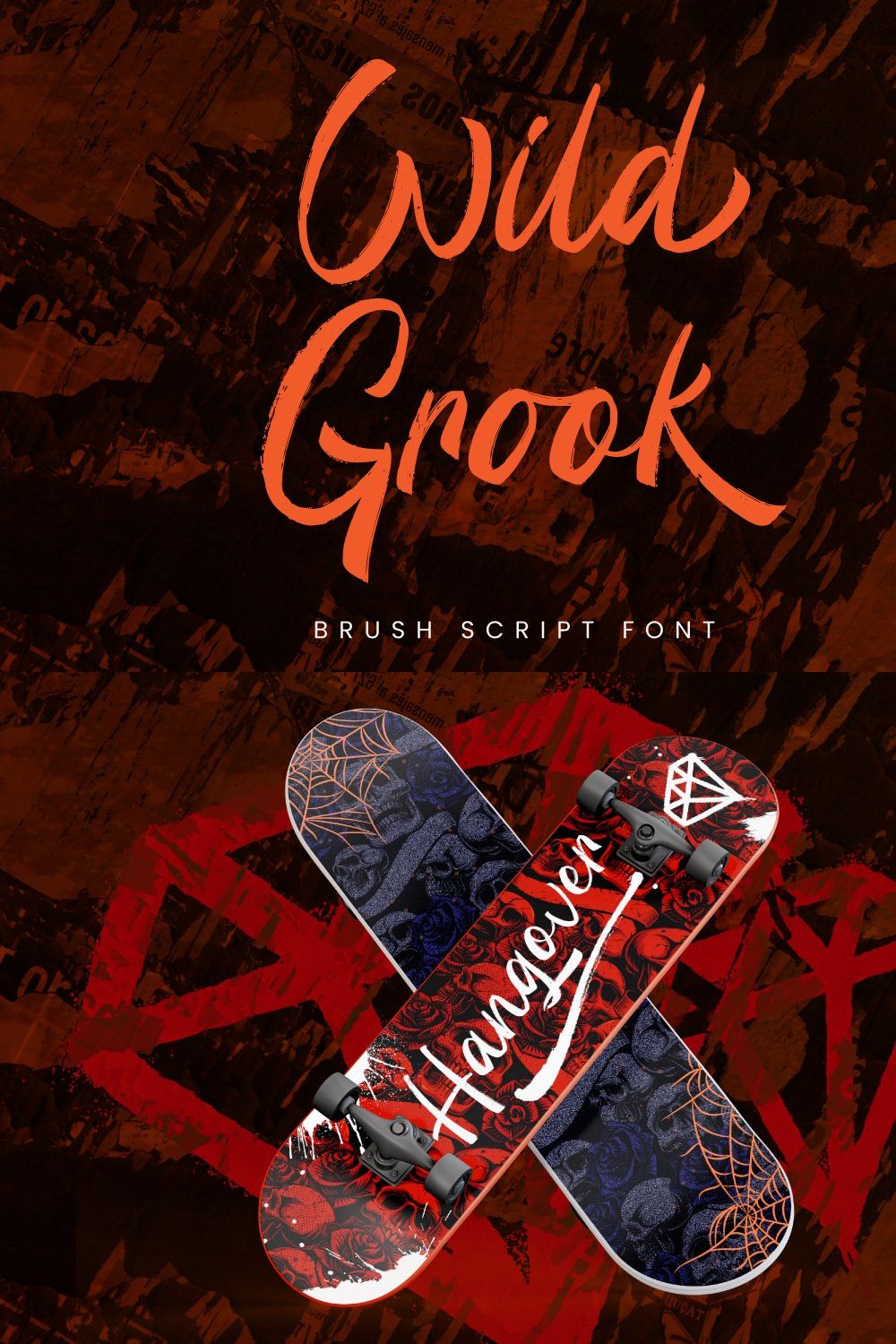 Wild Grook - Brush Script Font pinterest preview image.