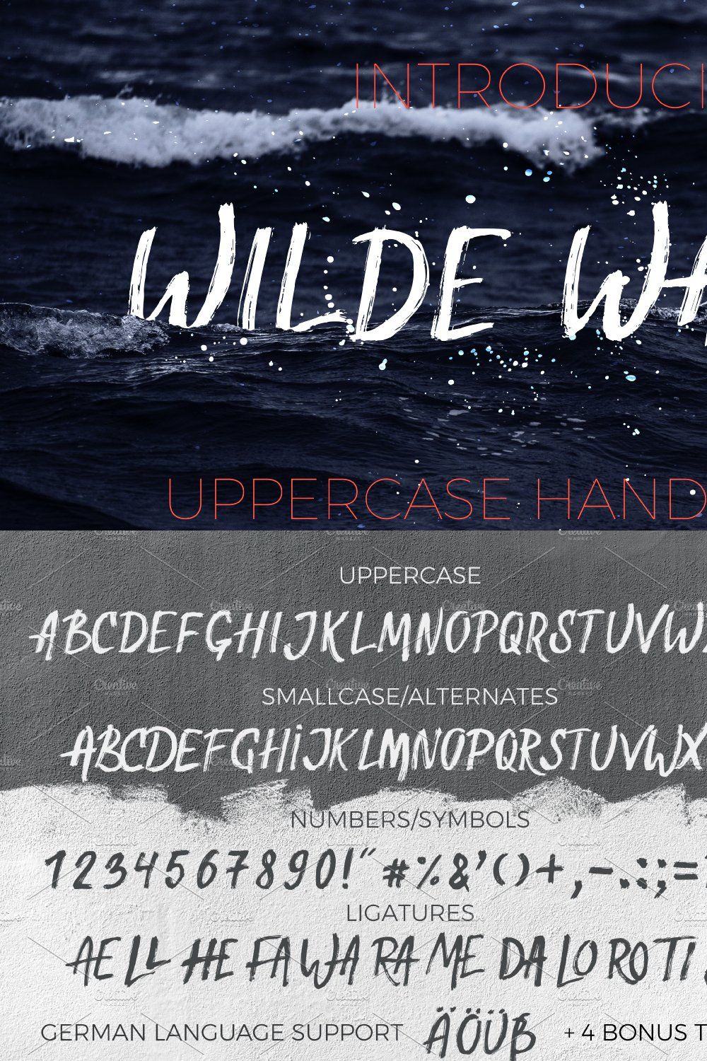 Wilde Wasser - Textured Brush Font pinterest preview image.