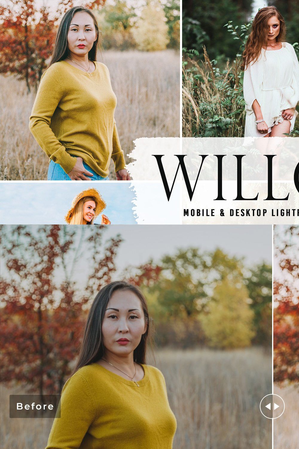 Willow Pro Lightroom Presets pinterest preview image.