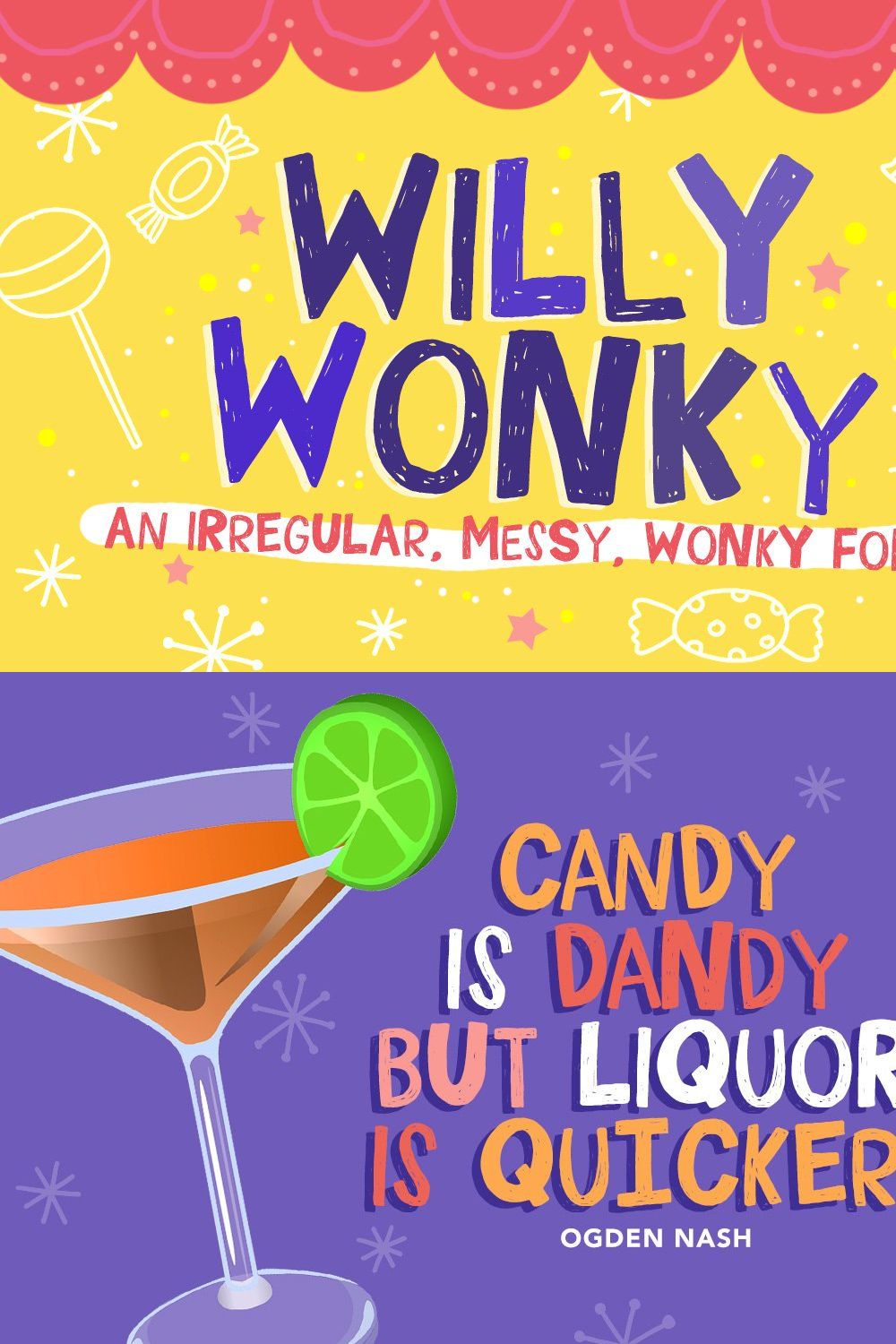 Willy Wonky Font pinterest preview image.
