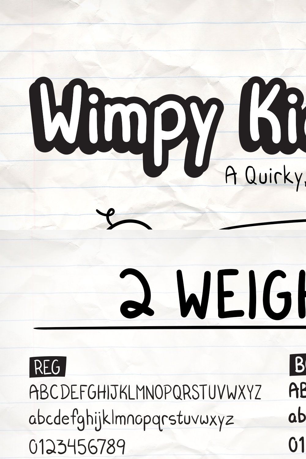 Wimpy Kid Diary | Handwritten Font pinterest preview image.