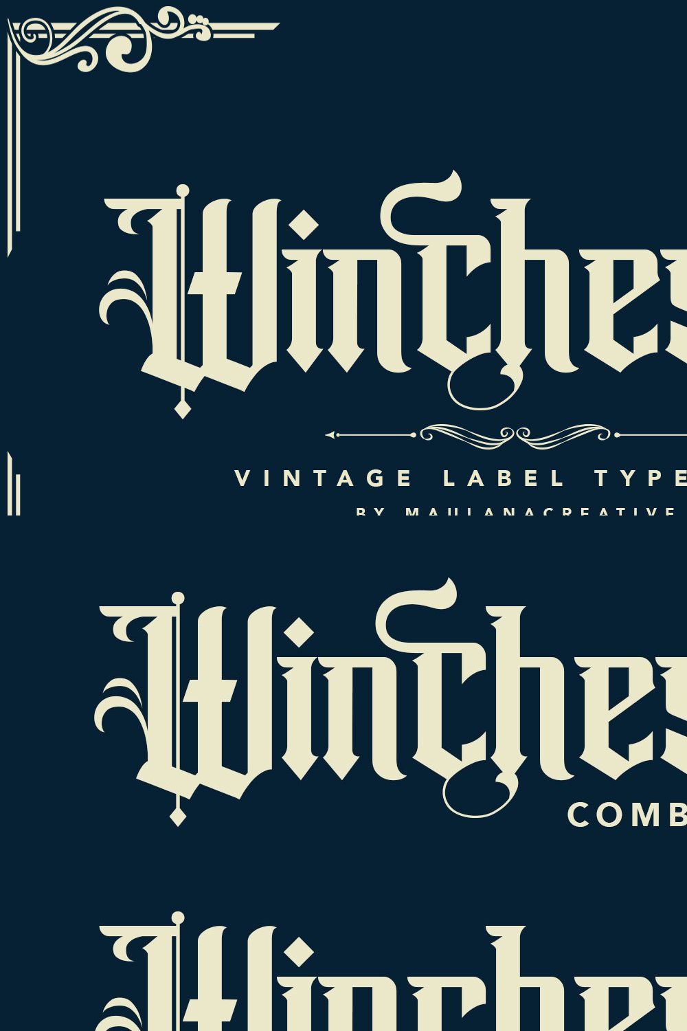 Winchester Blackletter Vintage Label pinterest preview image.