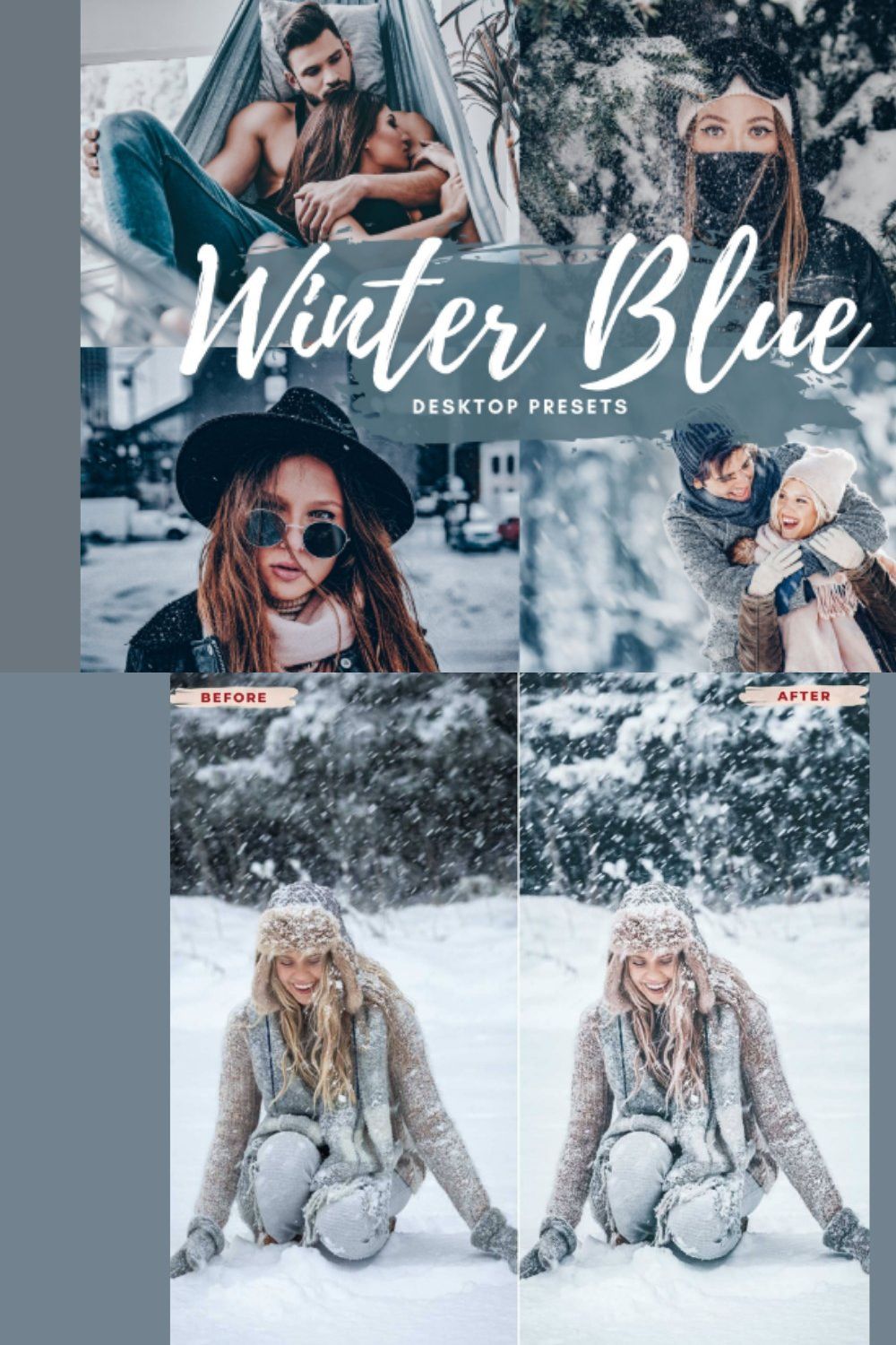 WINTER BLUE Desktop Lightroom Preset pinterest preview image.