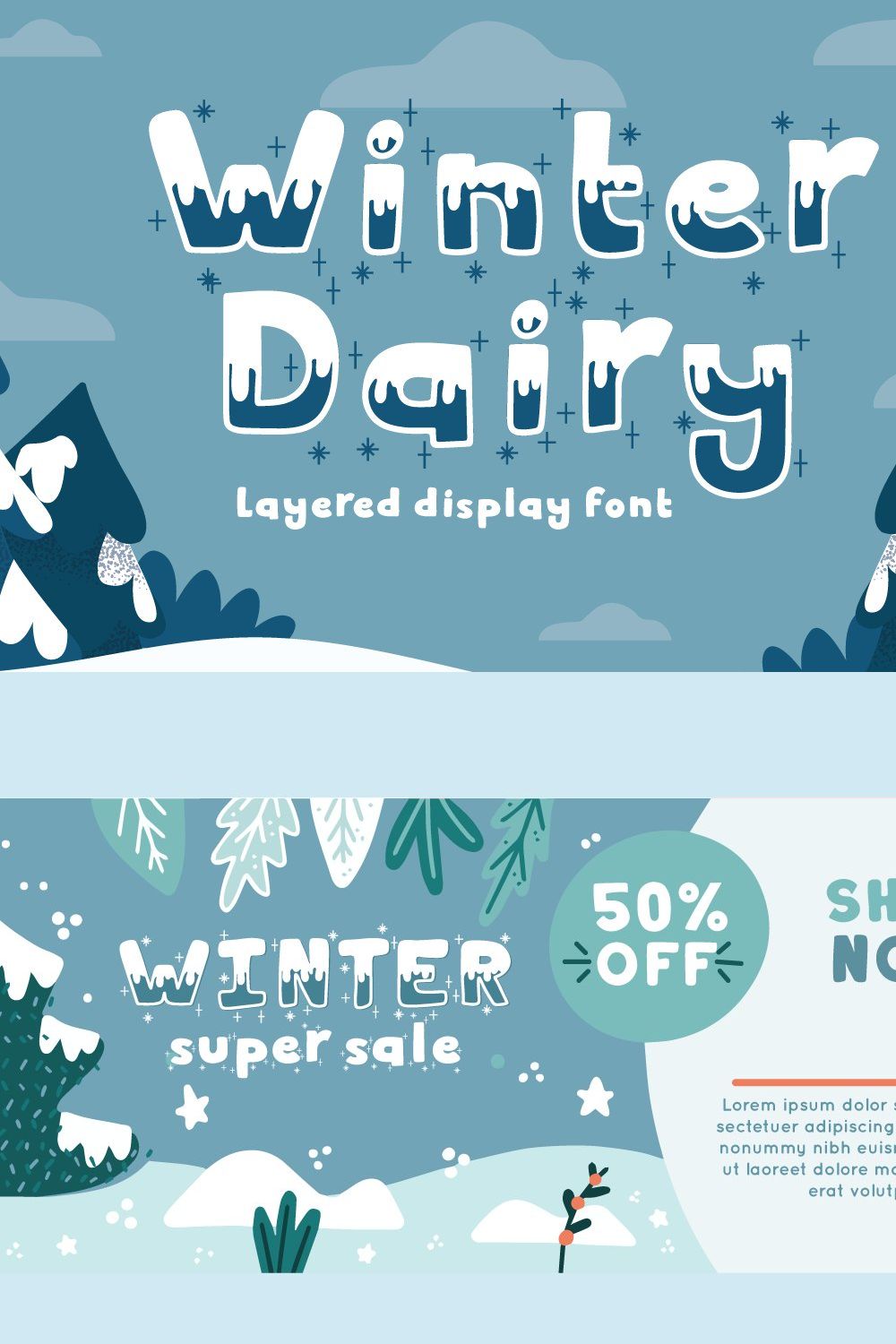 Winter Dairy - Christmas Font pinterest preview image.