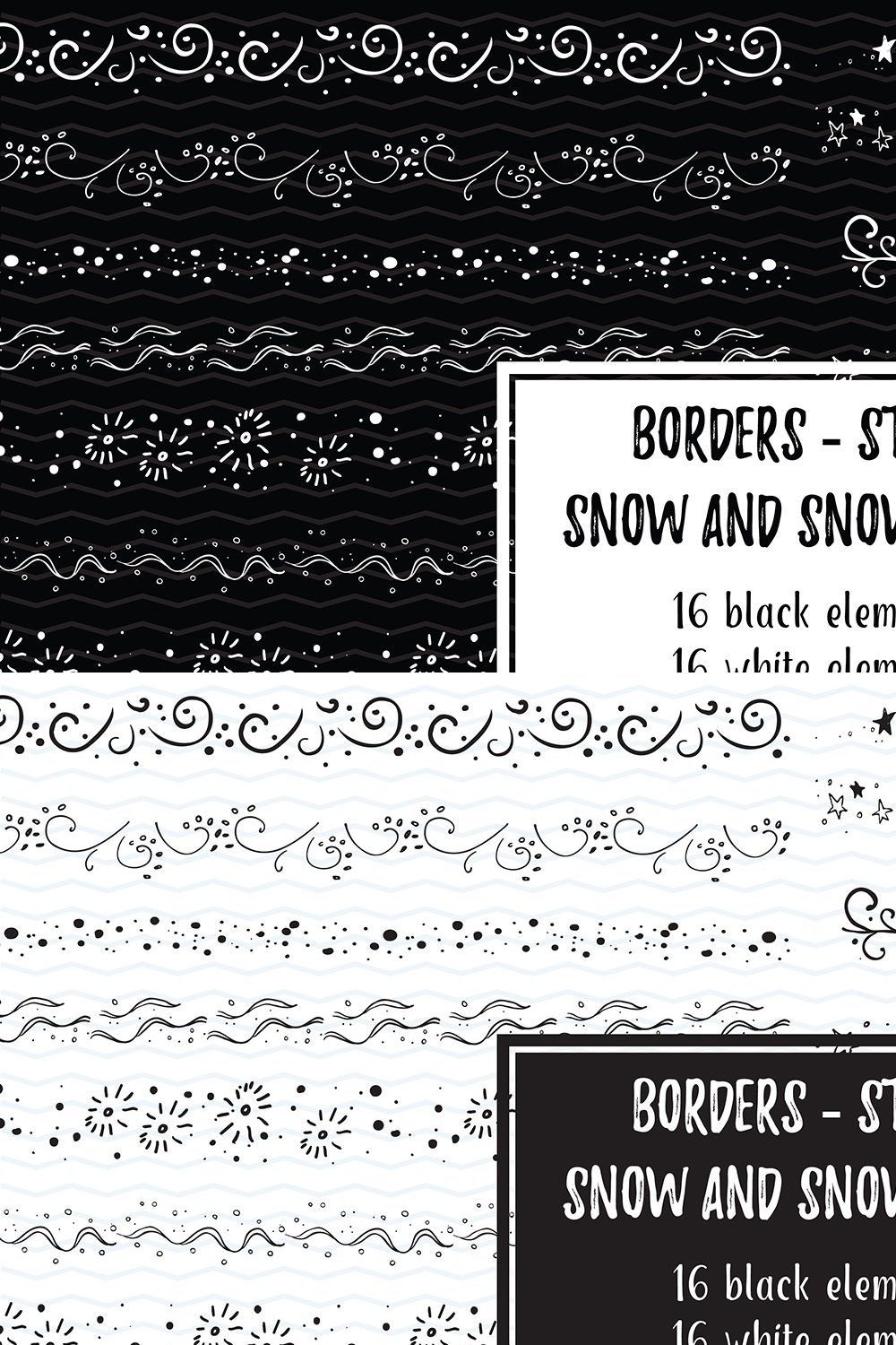 Winter Doodle Borders pinterest preview image.